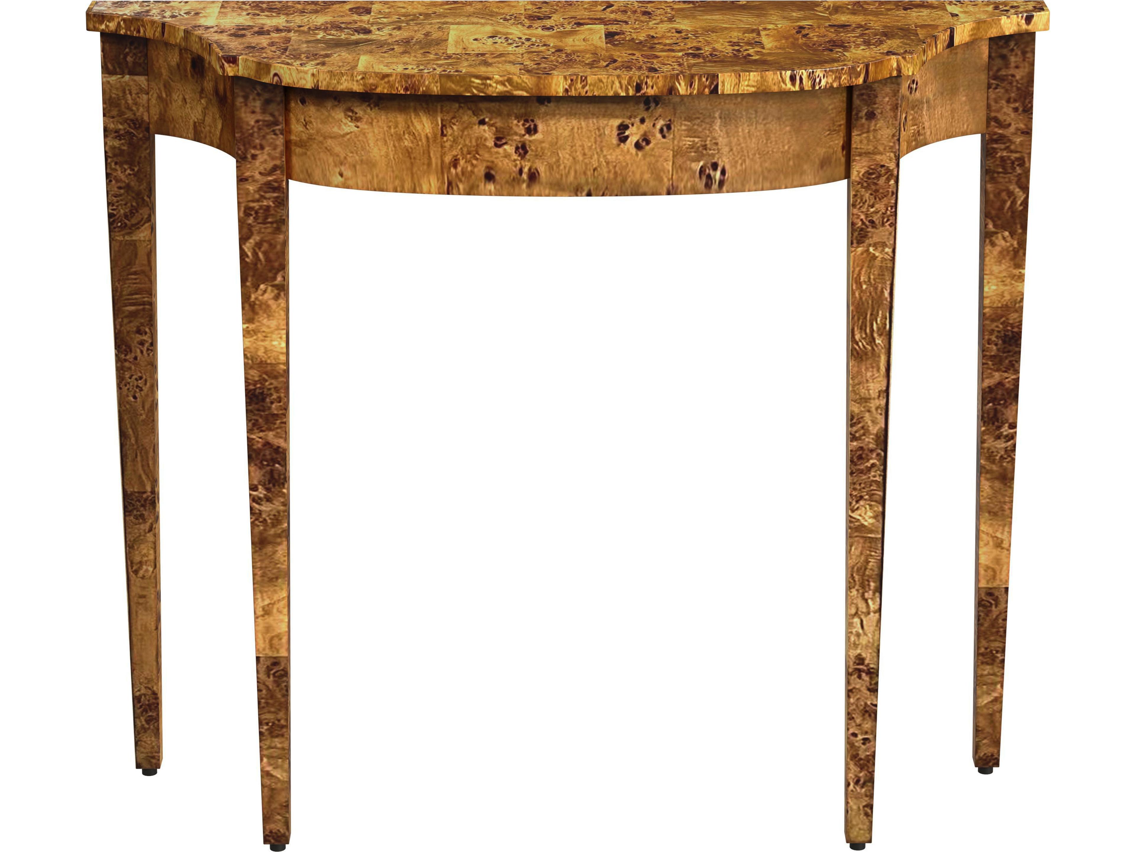 Chester Demilune Wood Traditional Burl Console Table