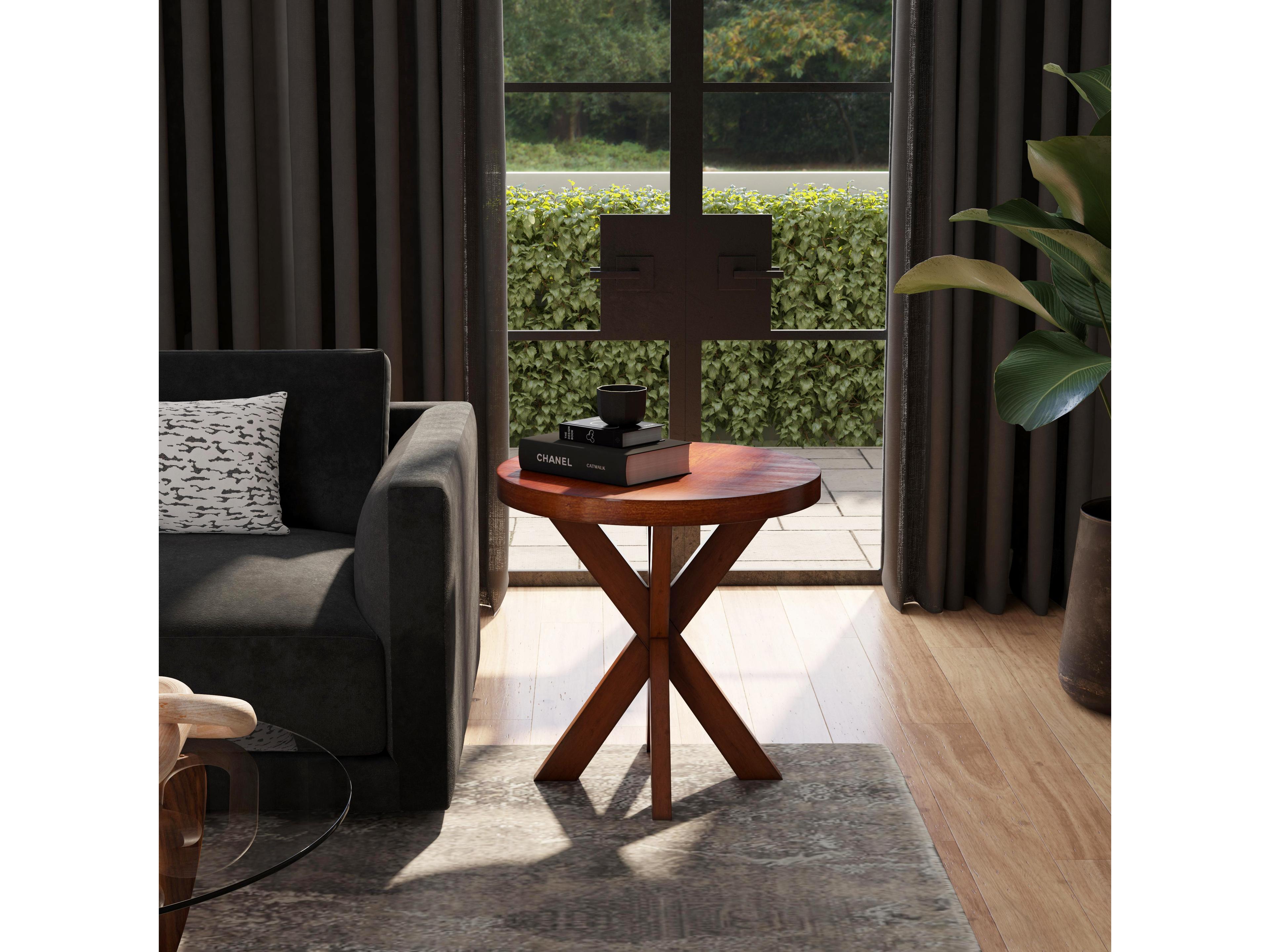 Butler Pendleton Round Wood Antique Cherry End Table