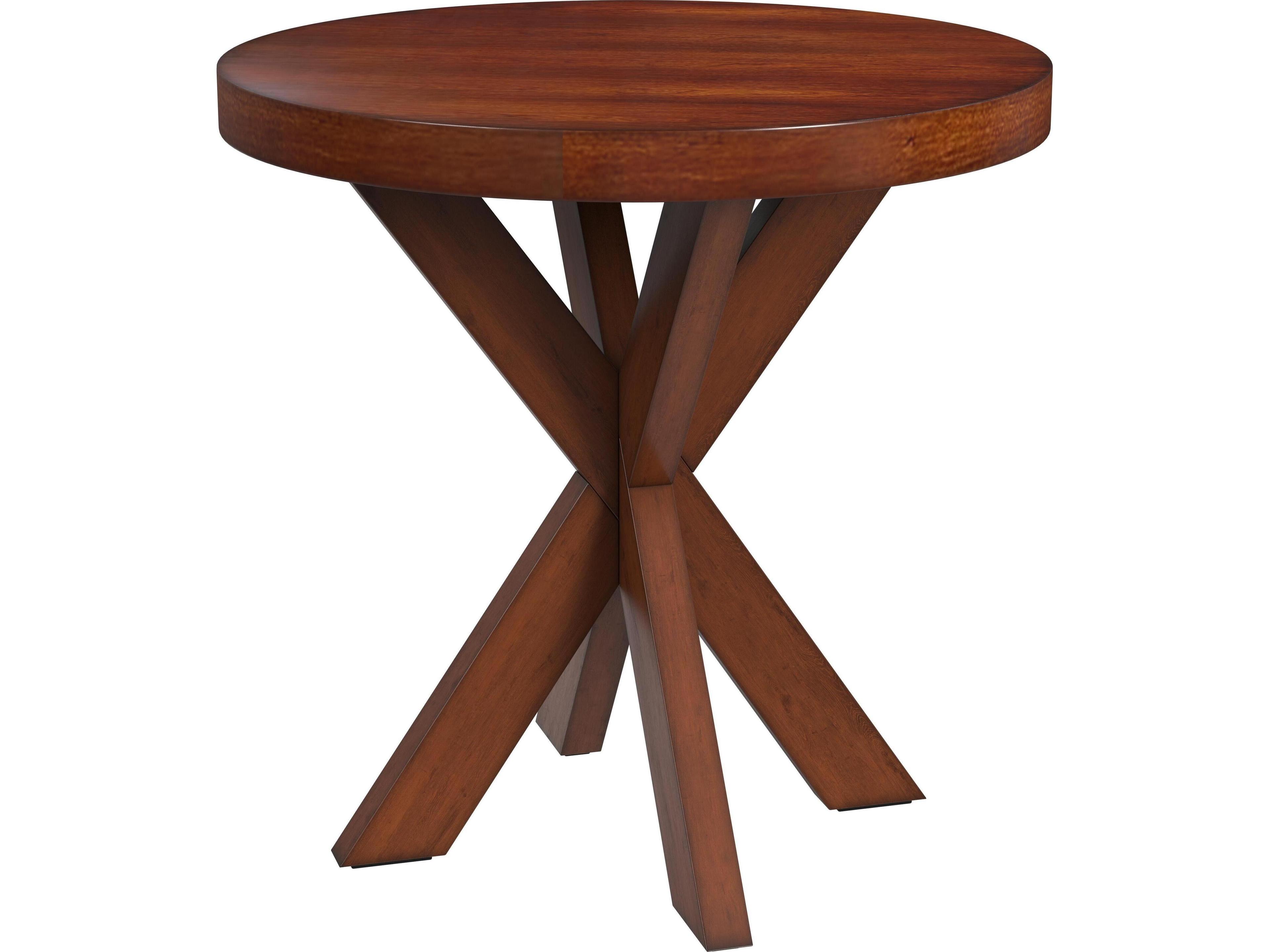 Pendleton Round Wood Antique Cherry End Table