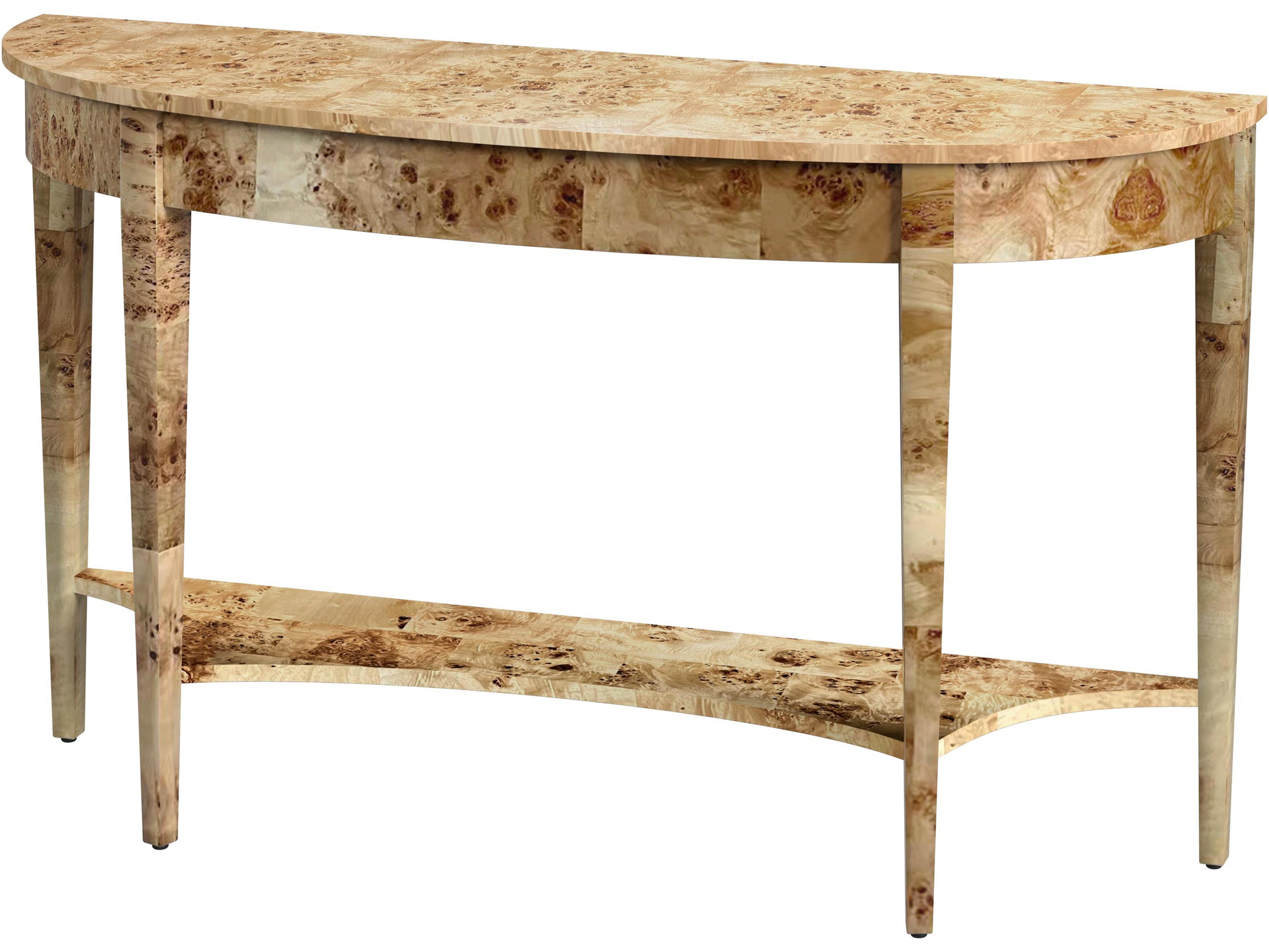 Astor Demilune Wood Light Burl Console Table