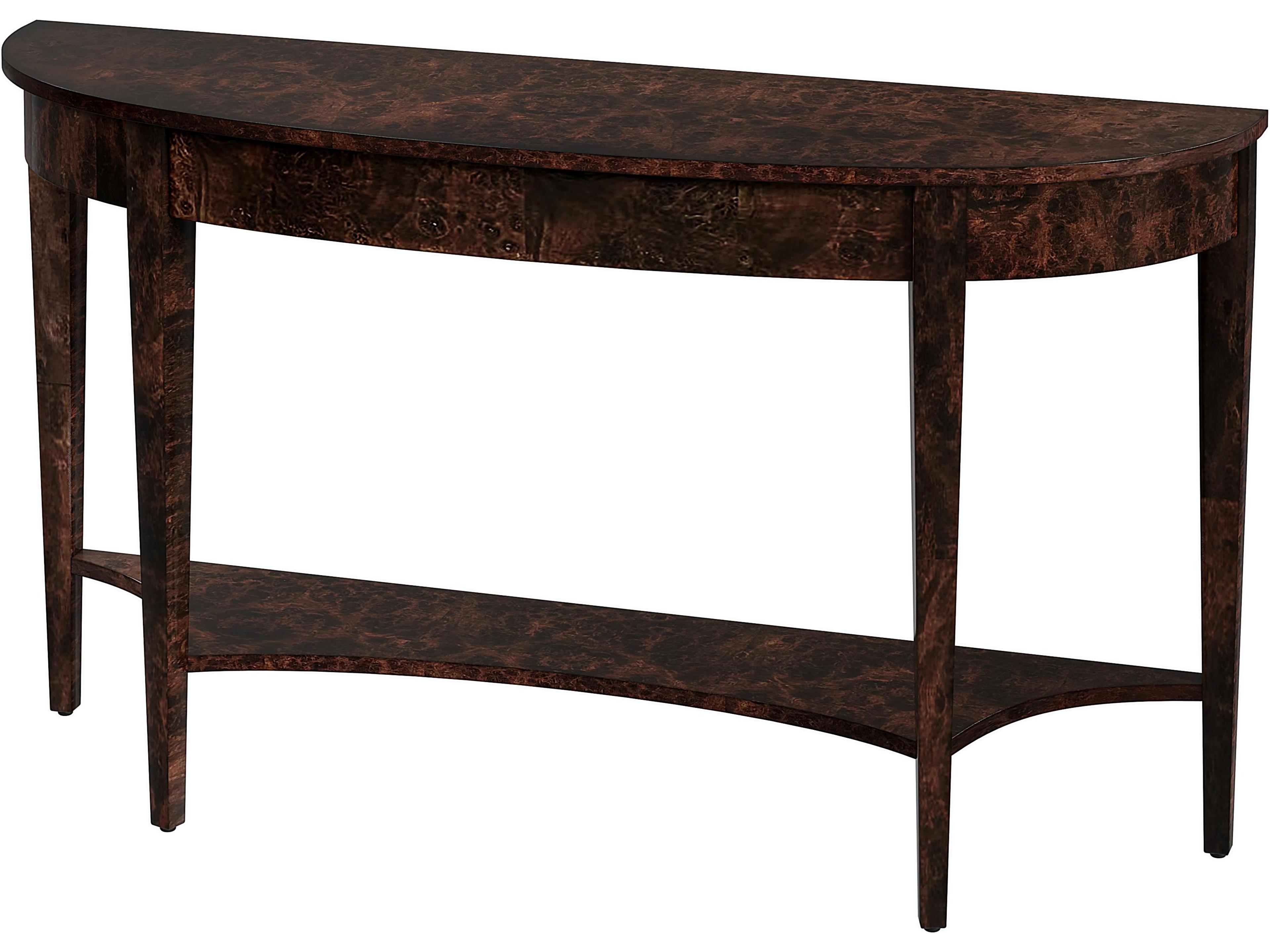 Astor Demilune Wood Dark Burl Console Table