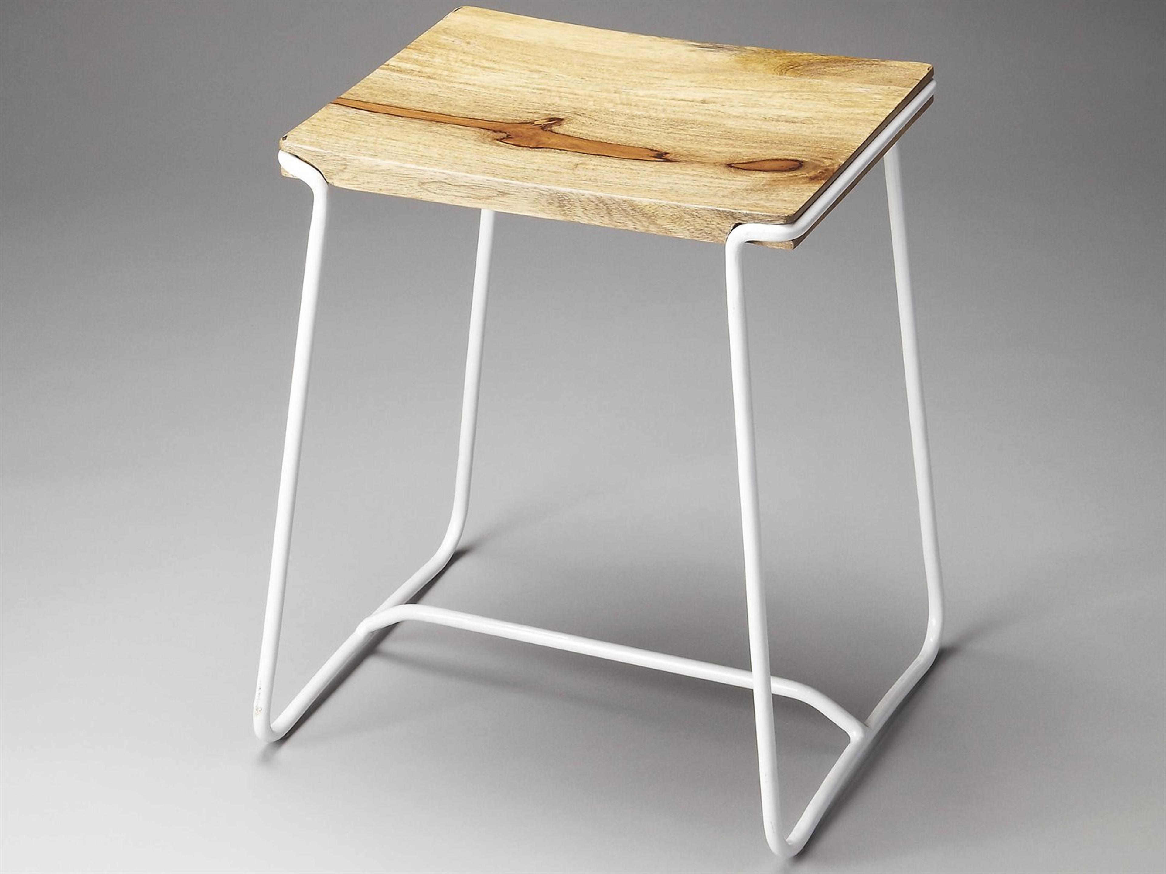 Butler Parrish White Mango Wood Counter Stool