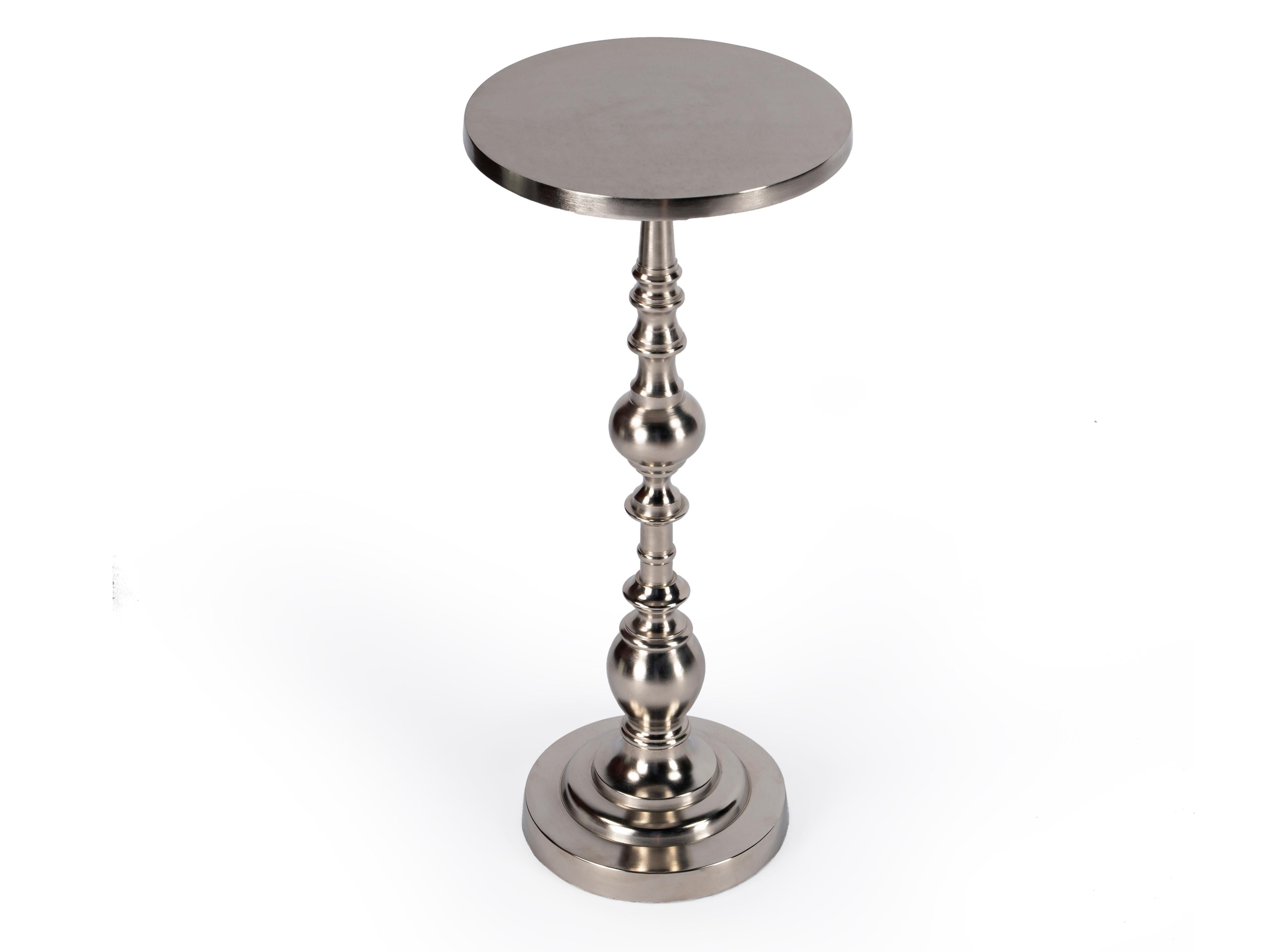 Darien Round Metal Silver End Table