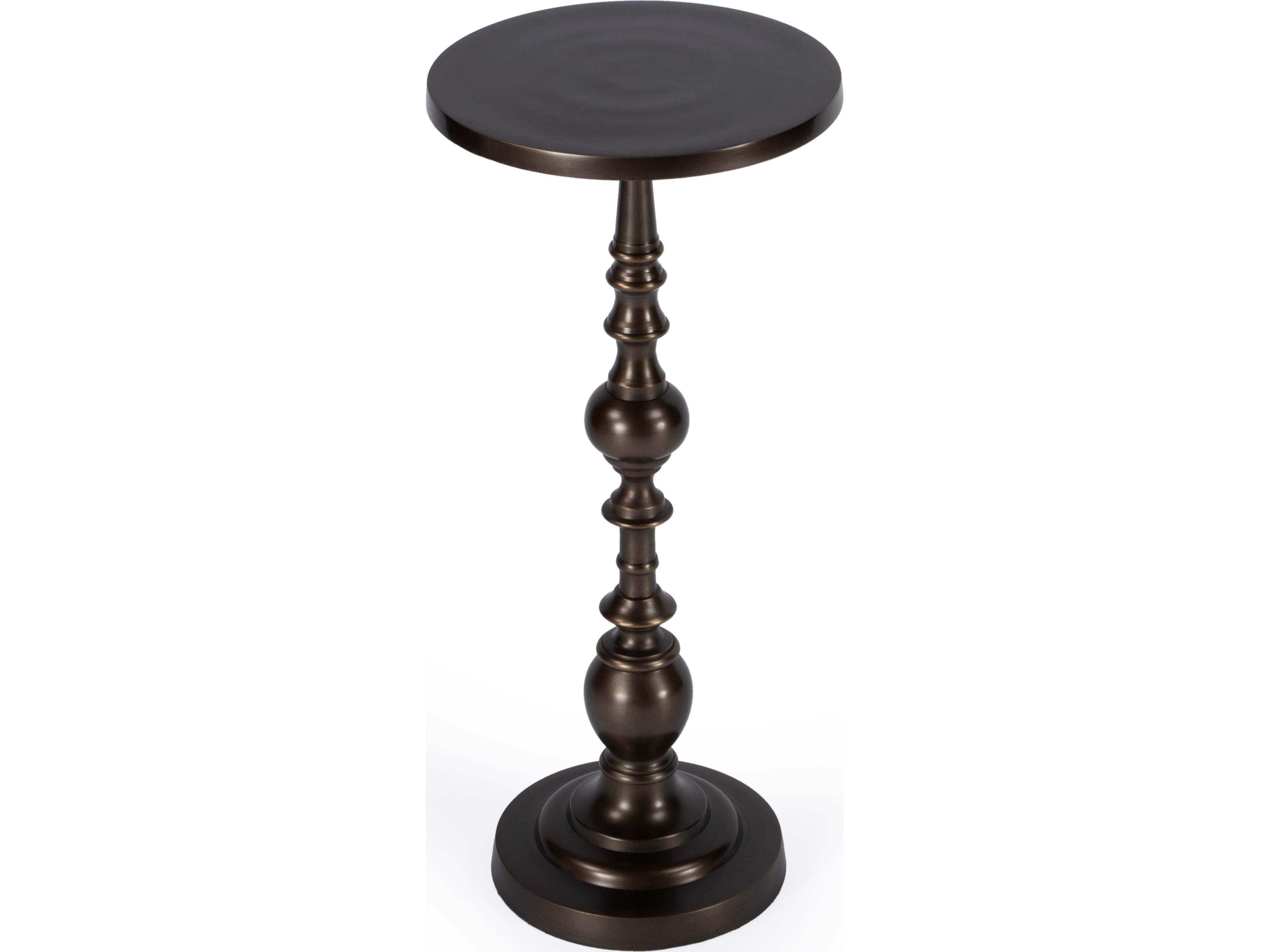 Darien Round Metal Bronze End Table
