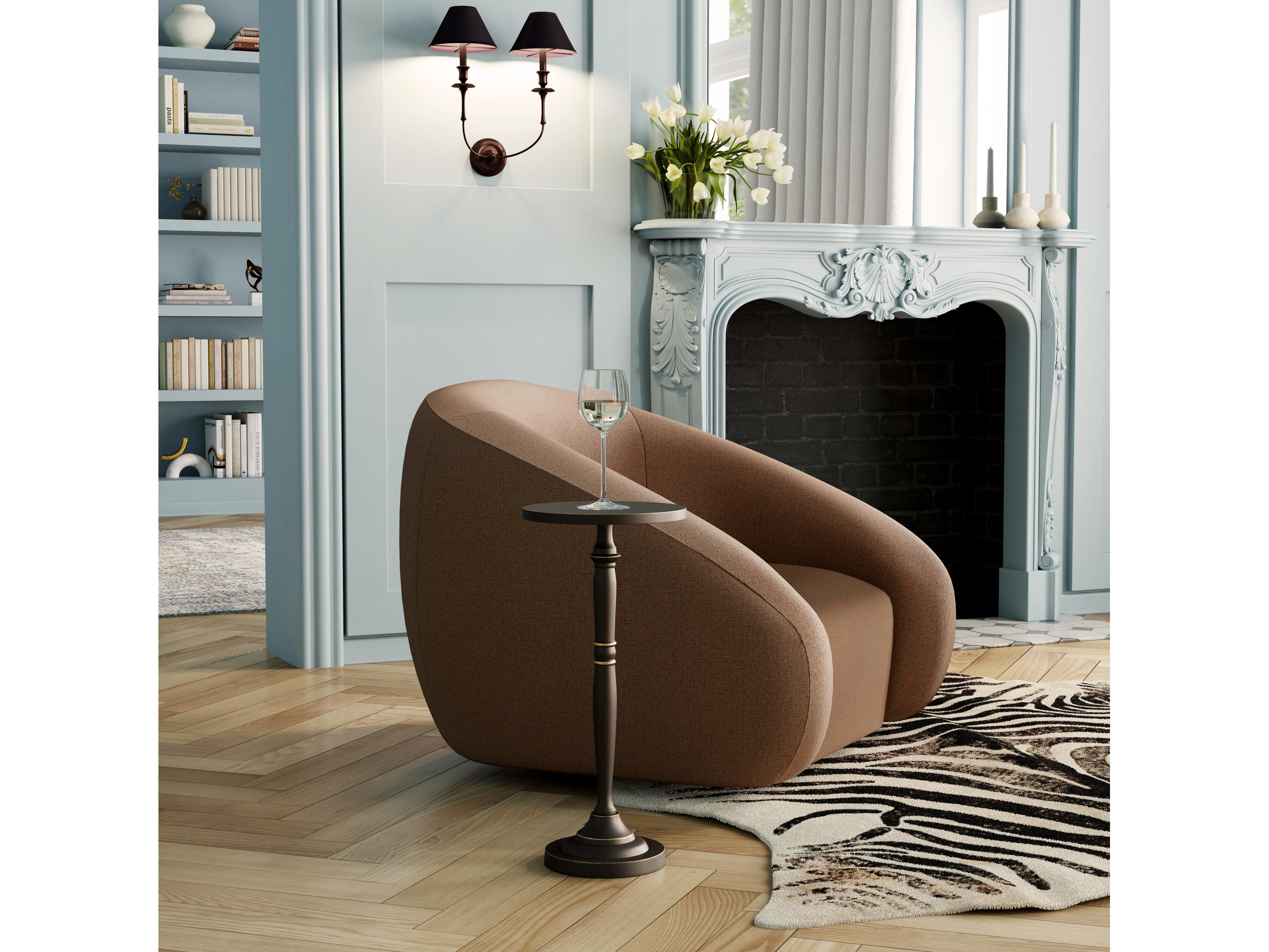 Butler Langford Round Metal Black Gold End Table