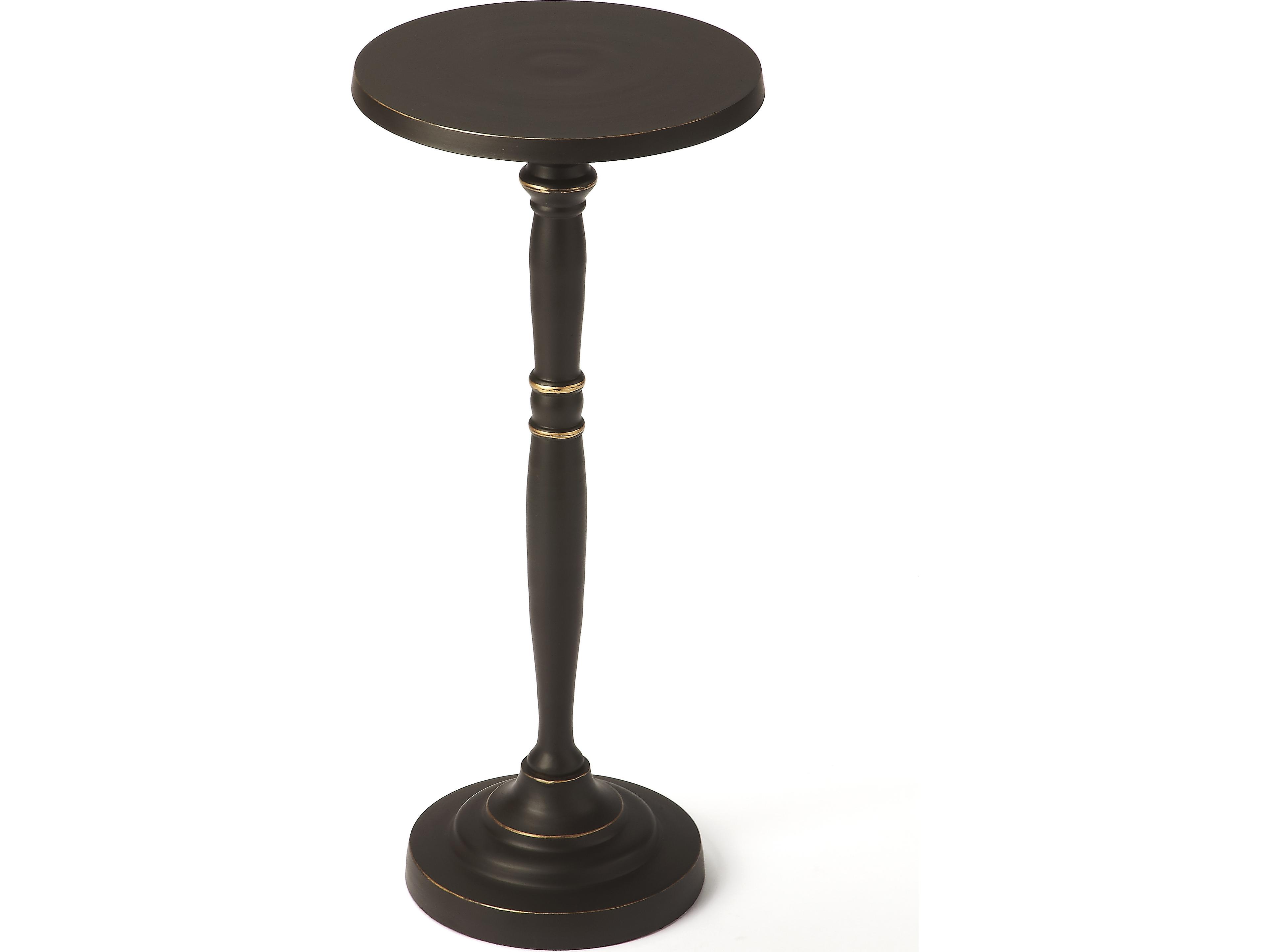 Langford Round Metal Black Gold End Table