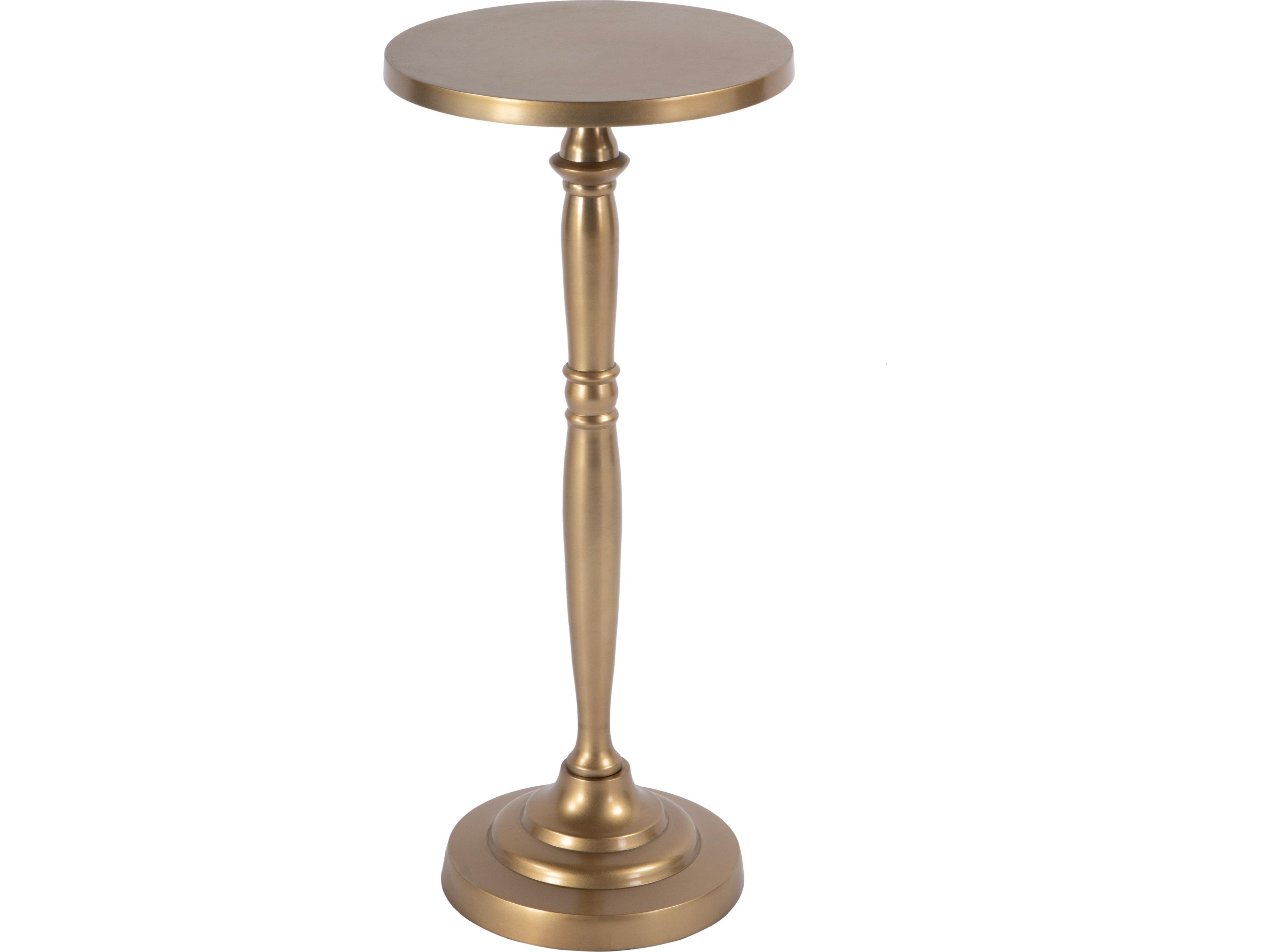 Langford Round Metal Antique Gold End Table