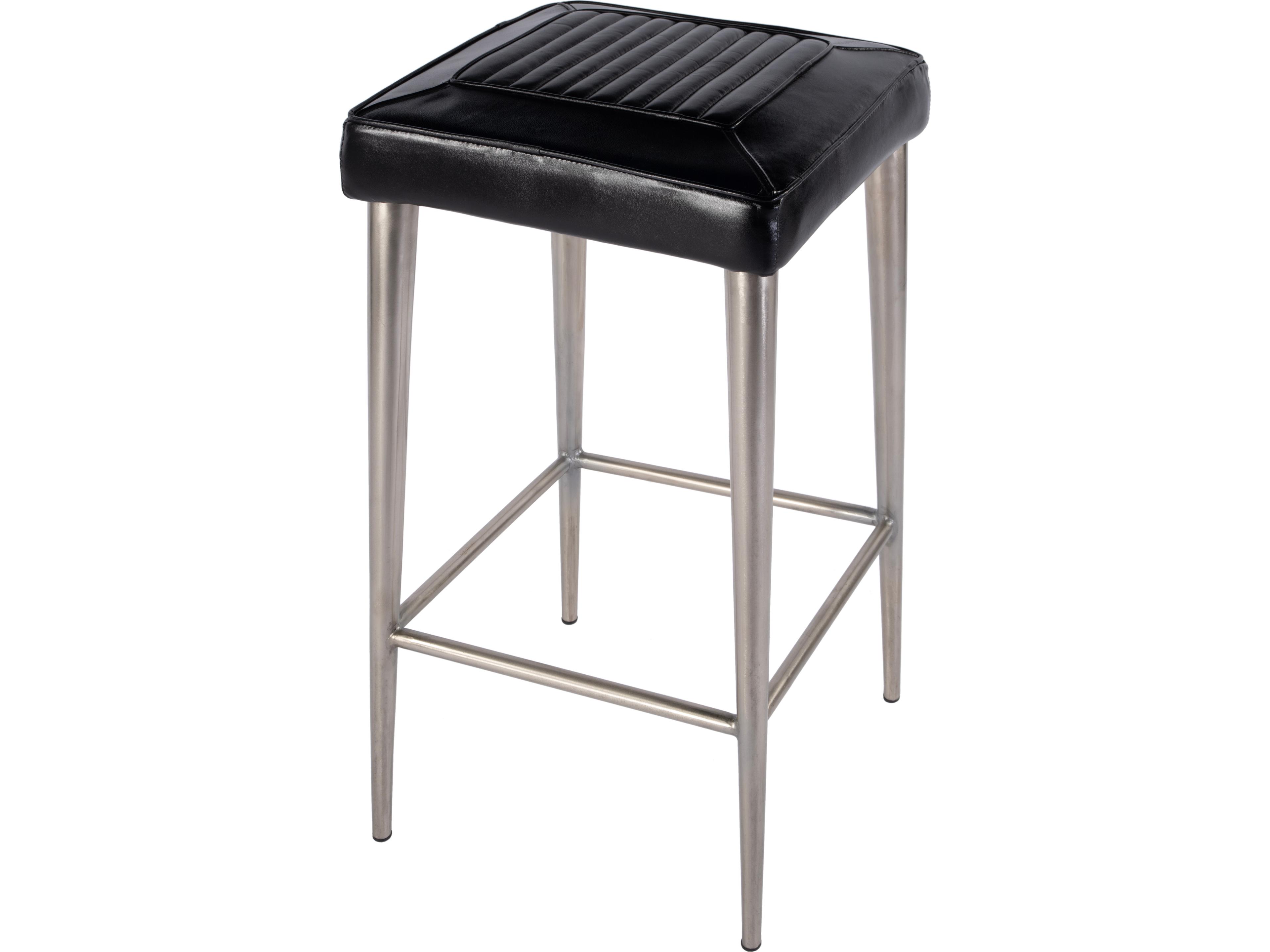 Maxwell Black Leather Bar Stool