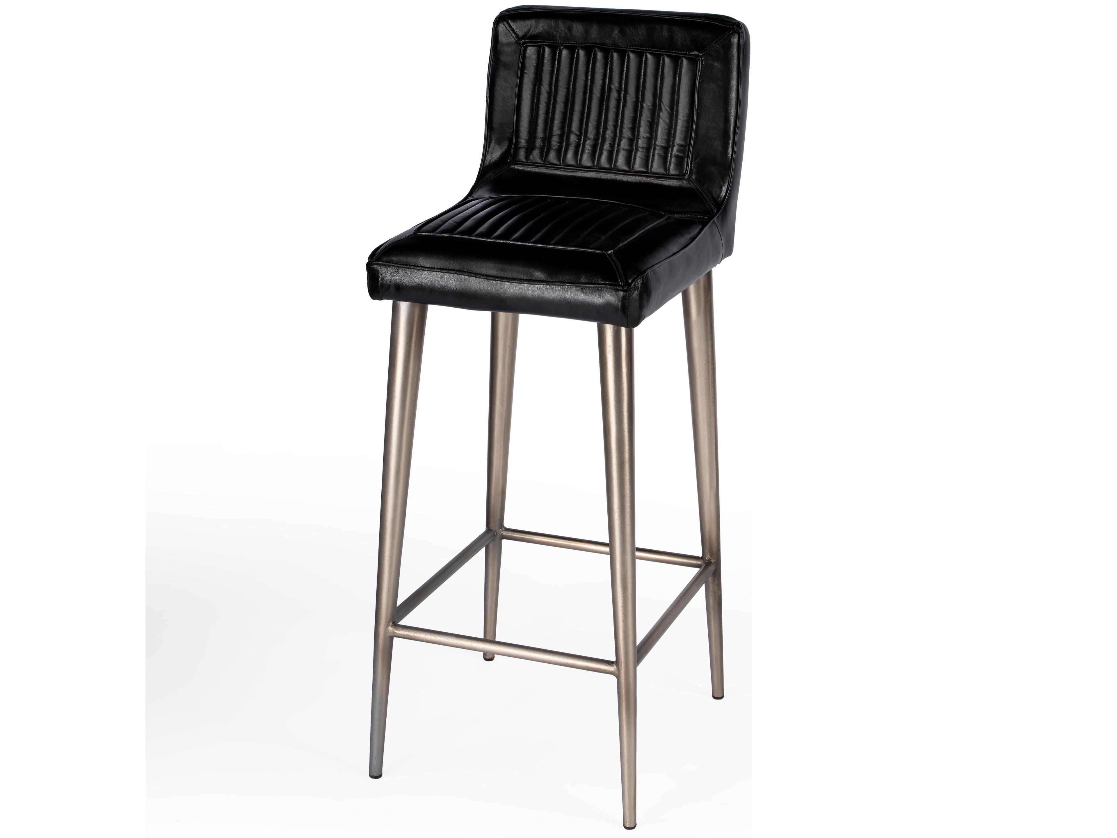 Maxwell Black Leather Bar Stool