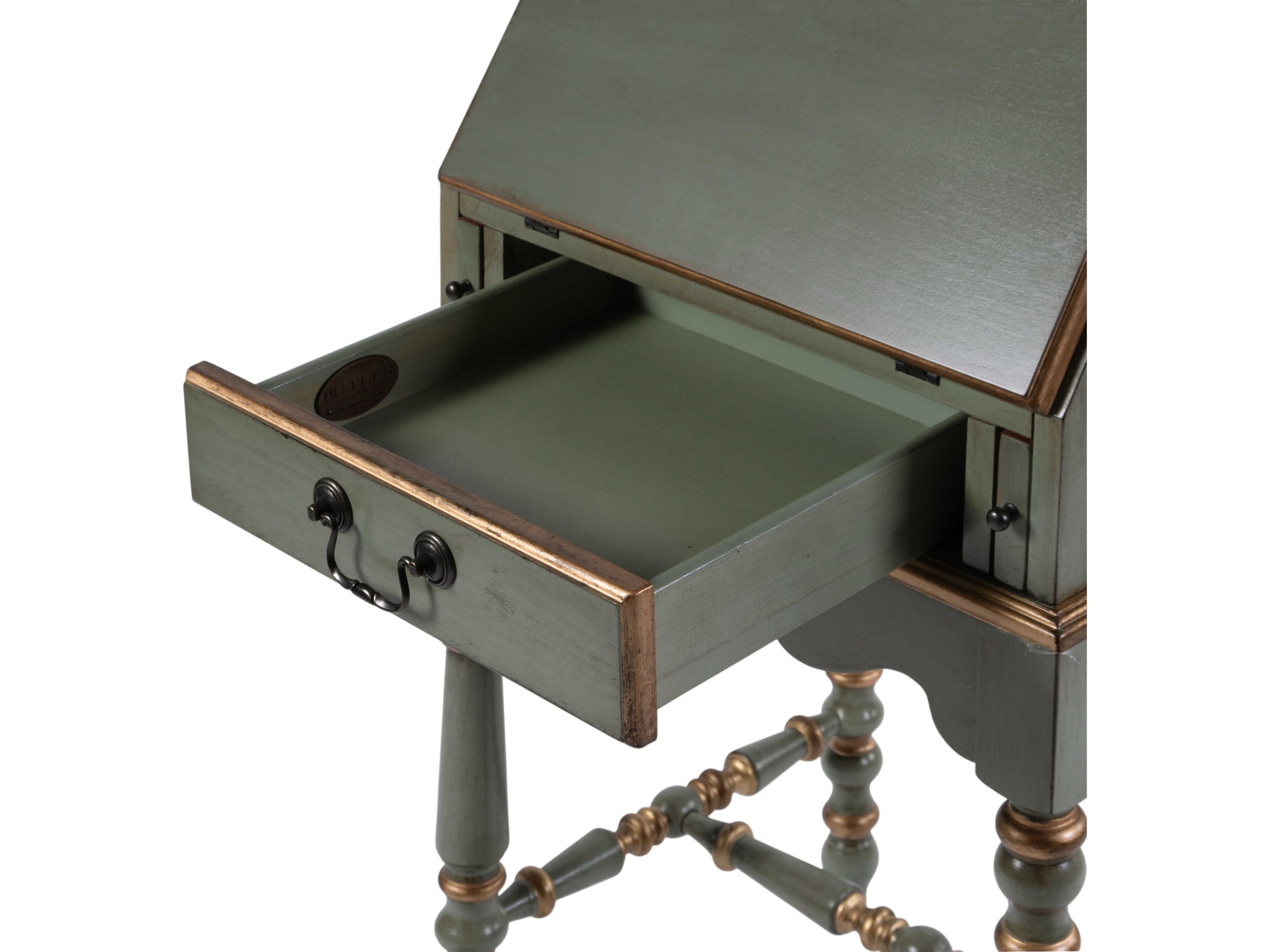 Butler Newlark Pastel Green Poplar Wood Secretary Desk