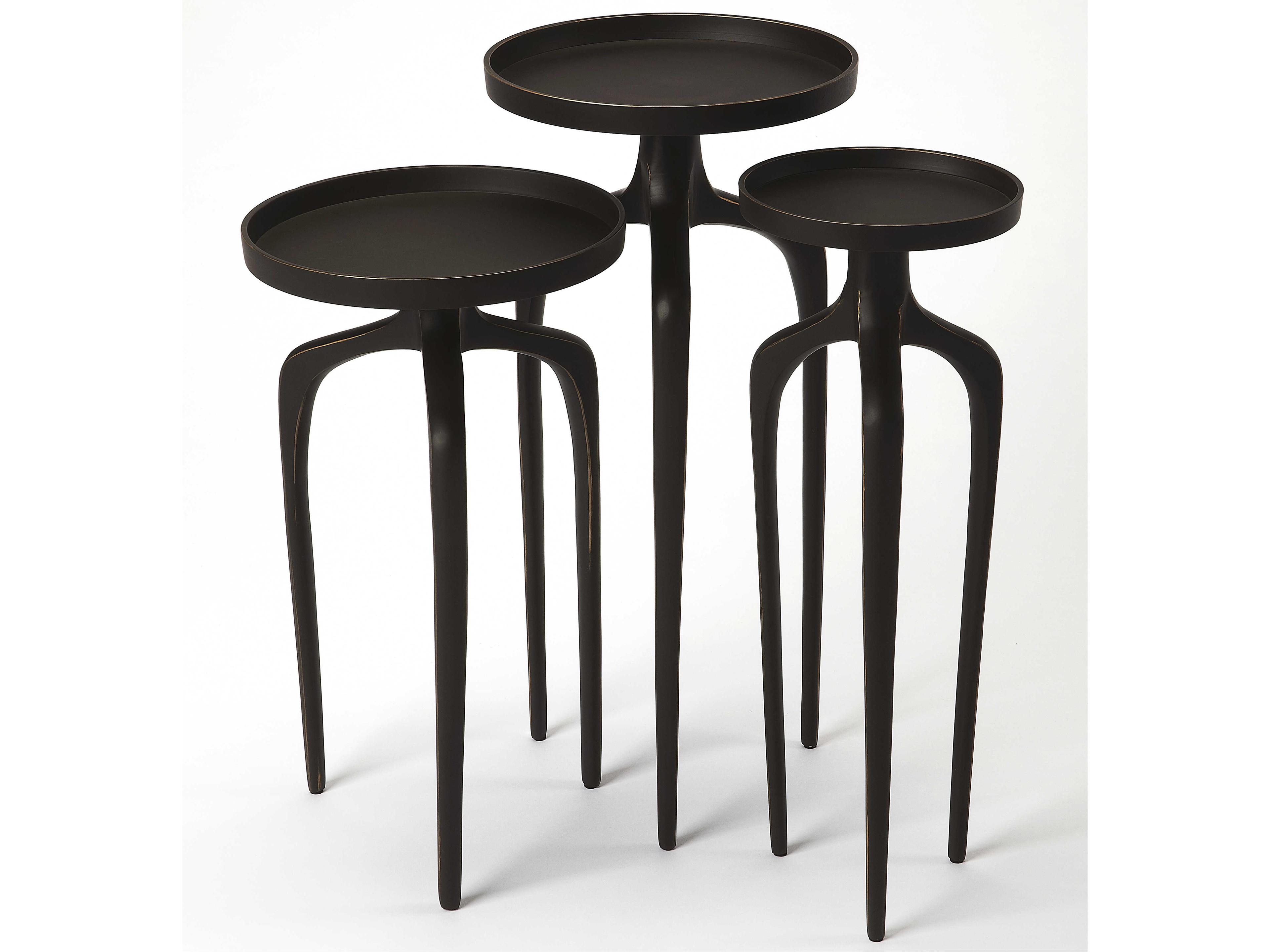 Franco Round Metal Black End Table