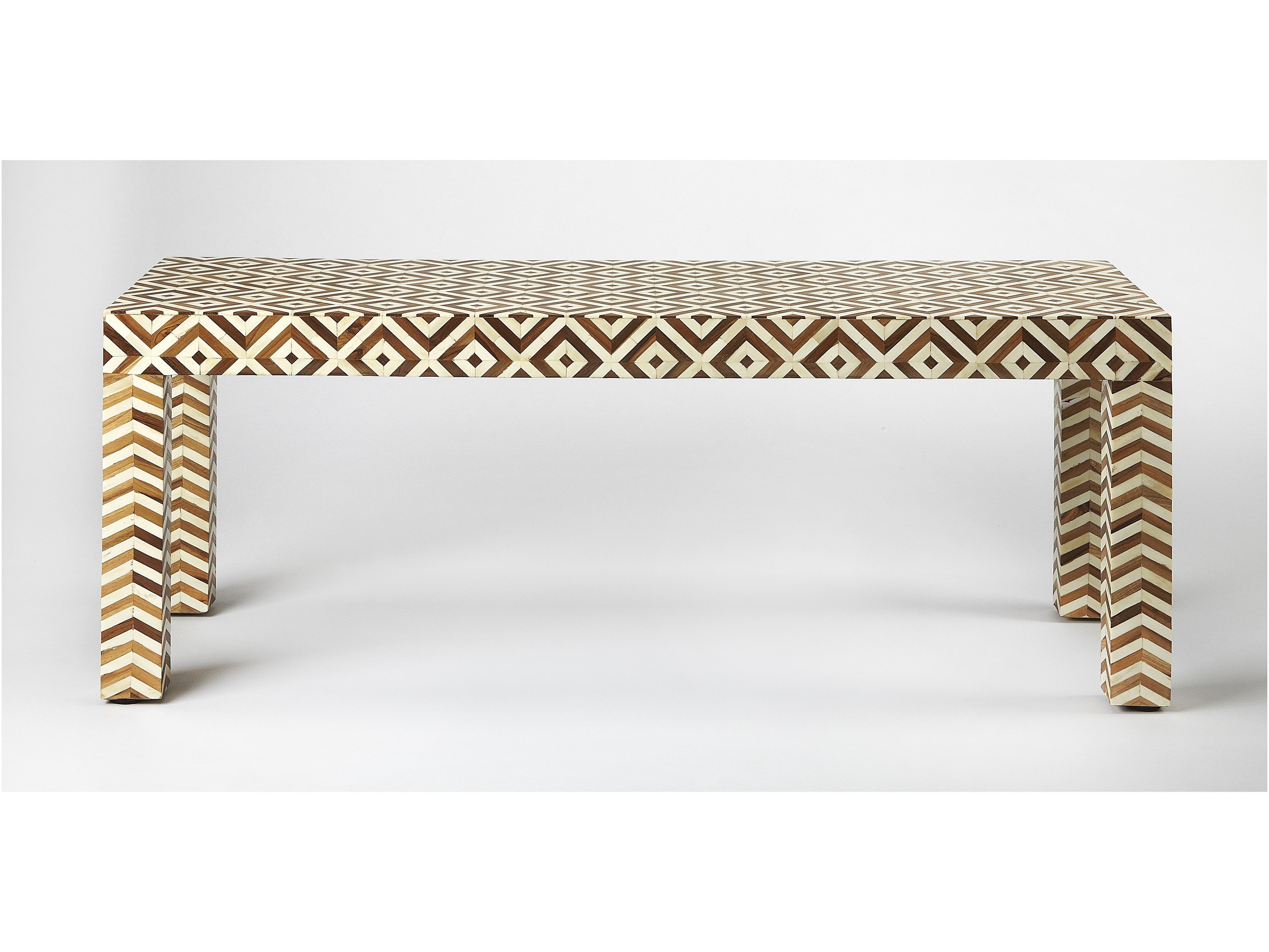 Butler Crispin Wood & Bone Inlay Brown Accent Bench