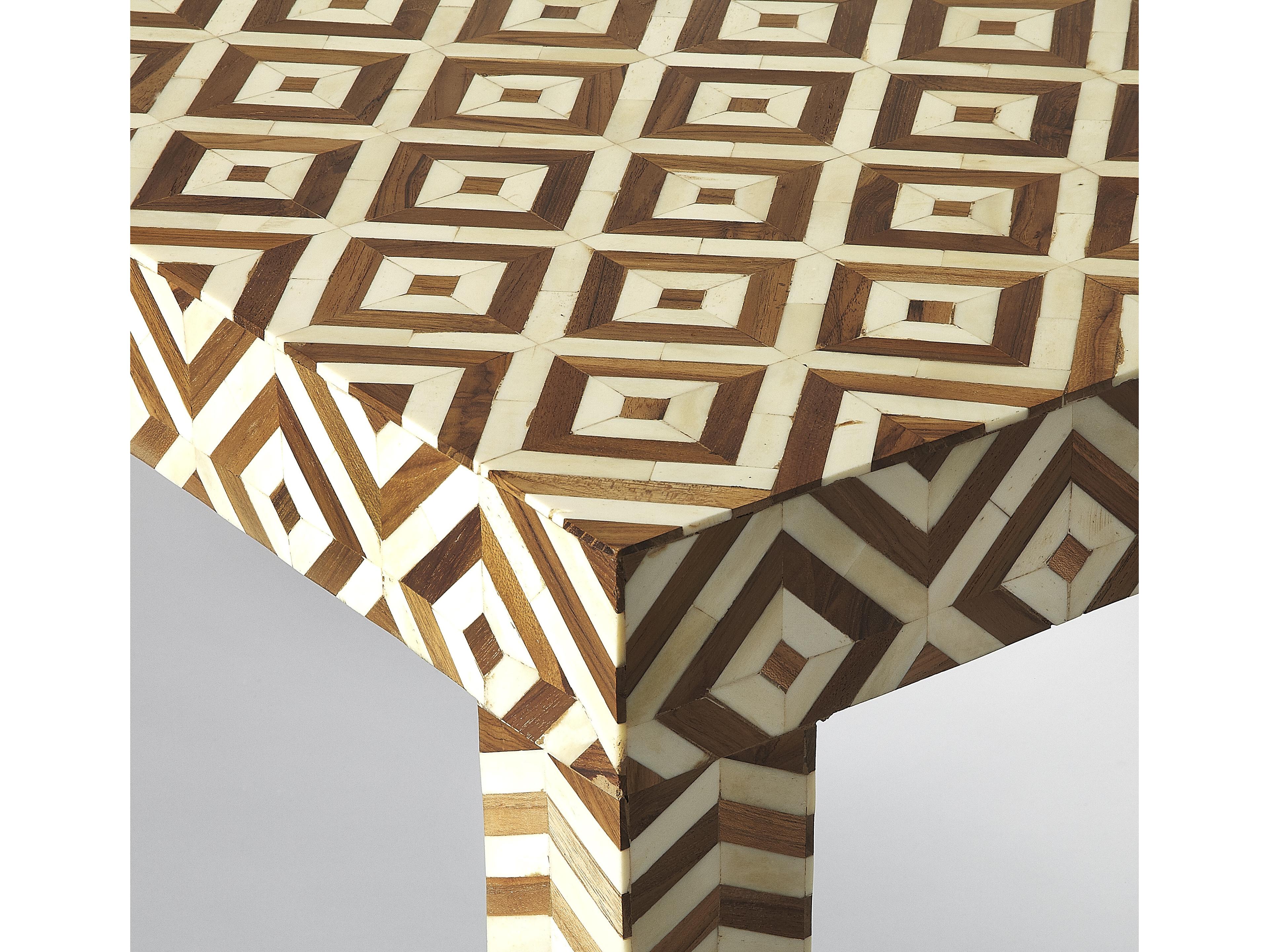 Butler Crispin Wood & Bone Inlay Brown Accent Bench