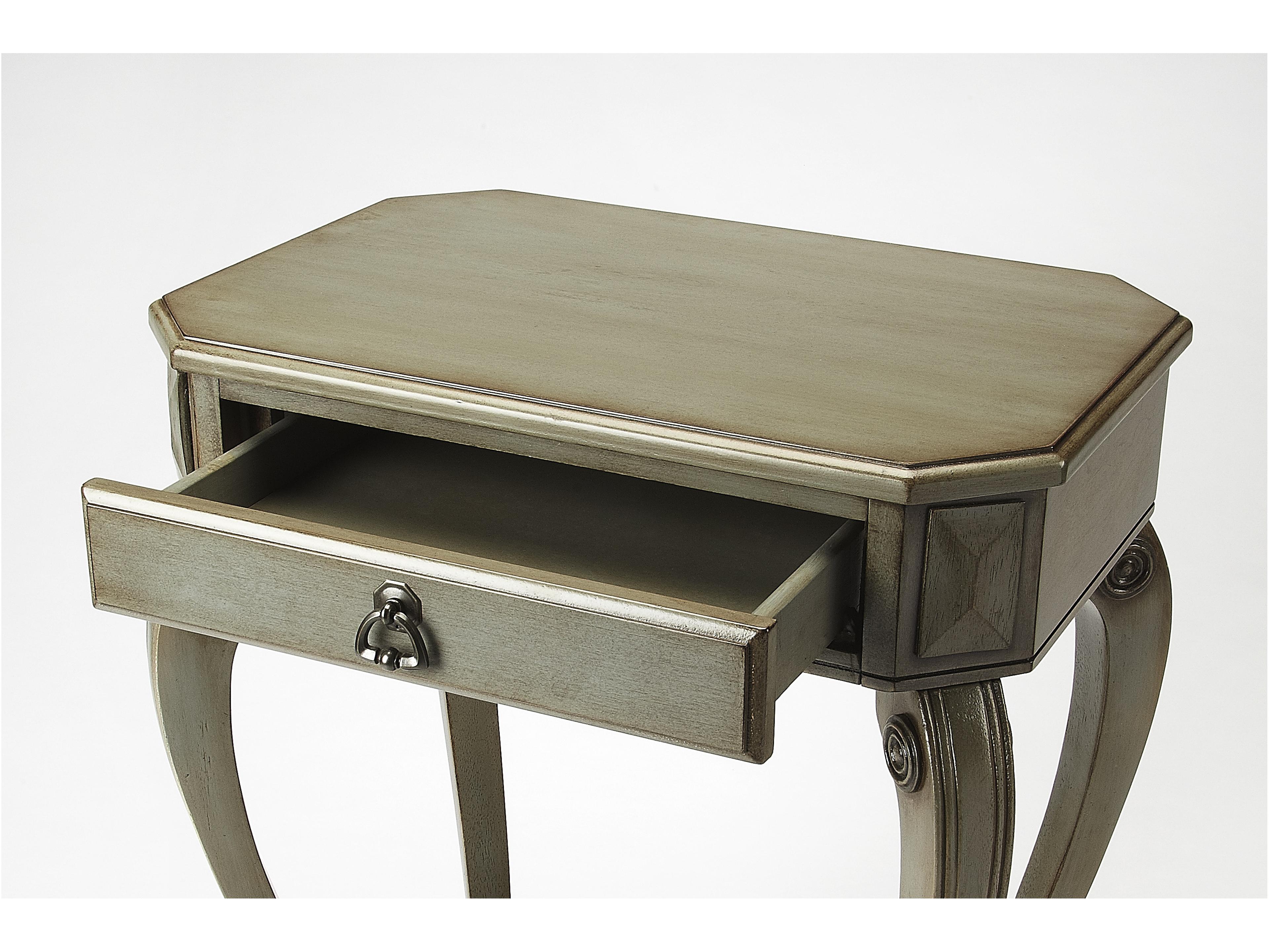 Butler Channing Rectangular Wood Silver Satin Console Table