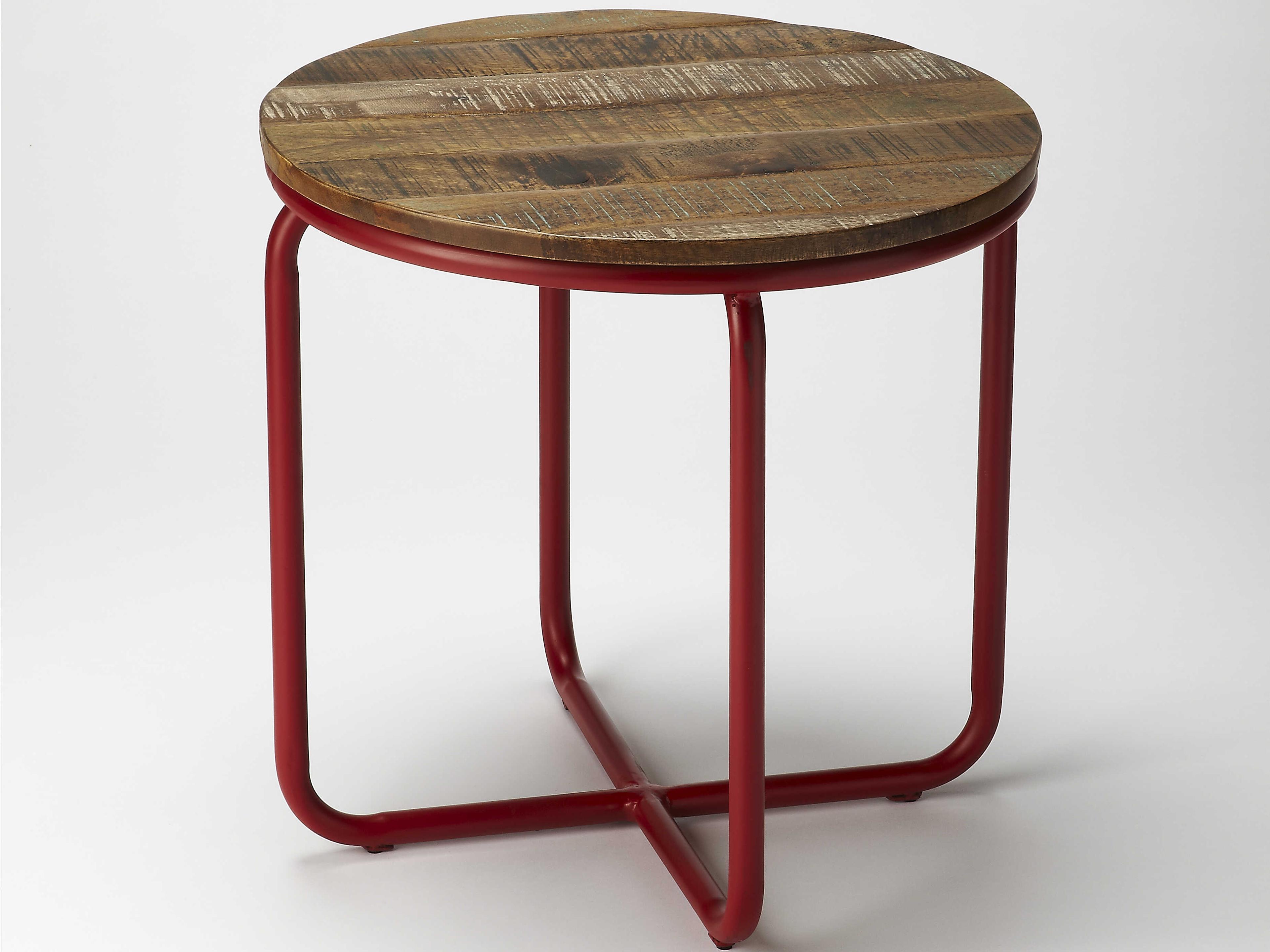 Hibbard Round Wood Industrial Chic End Table