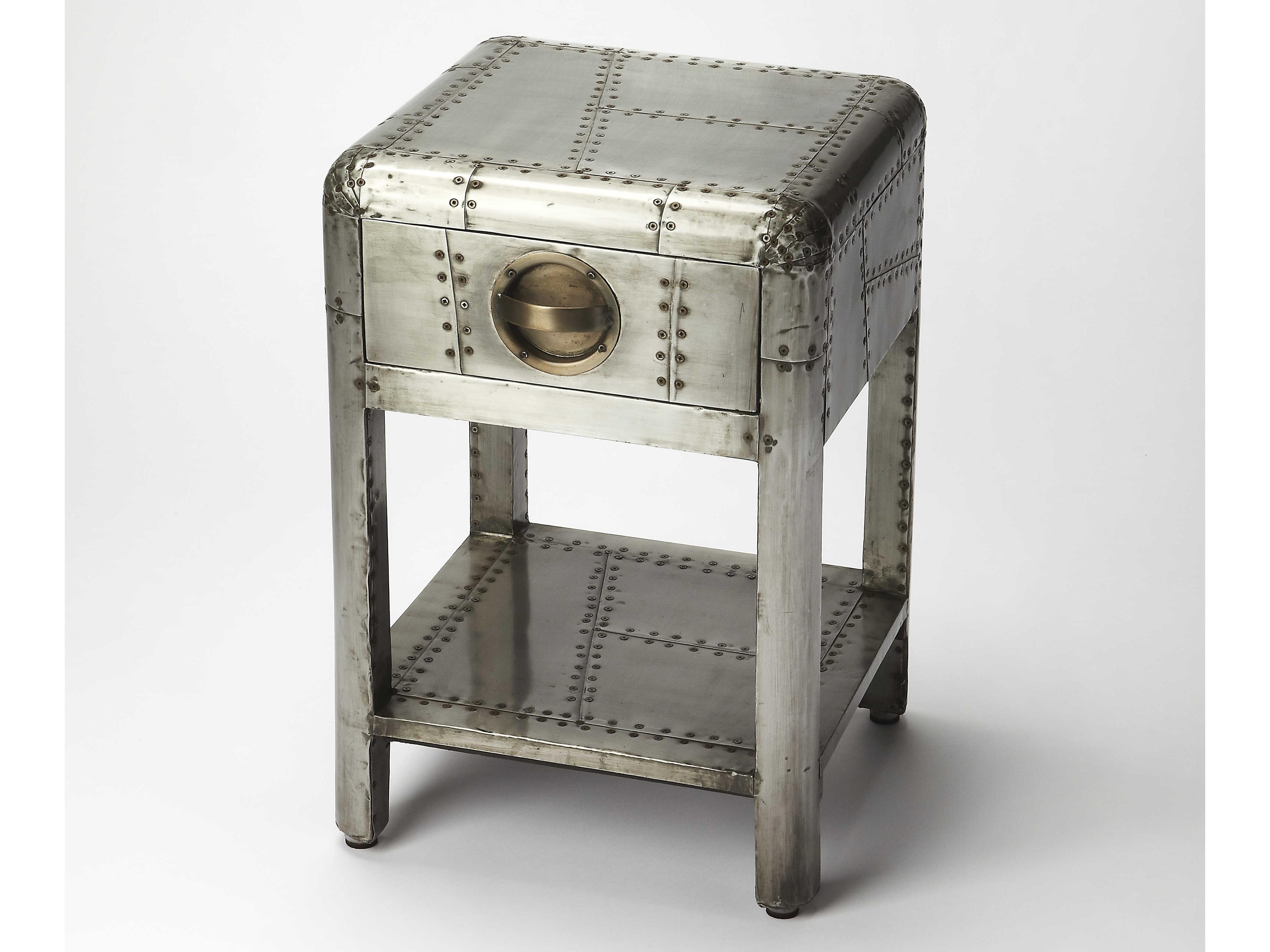 Midway Square Metal Industrial Chic End Table