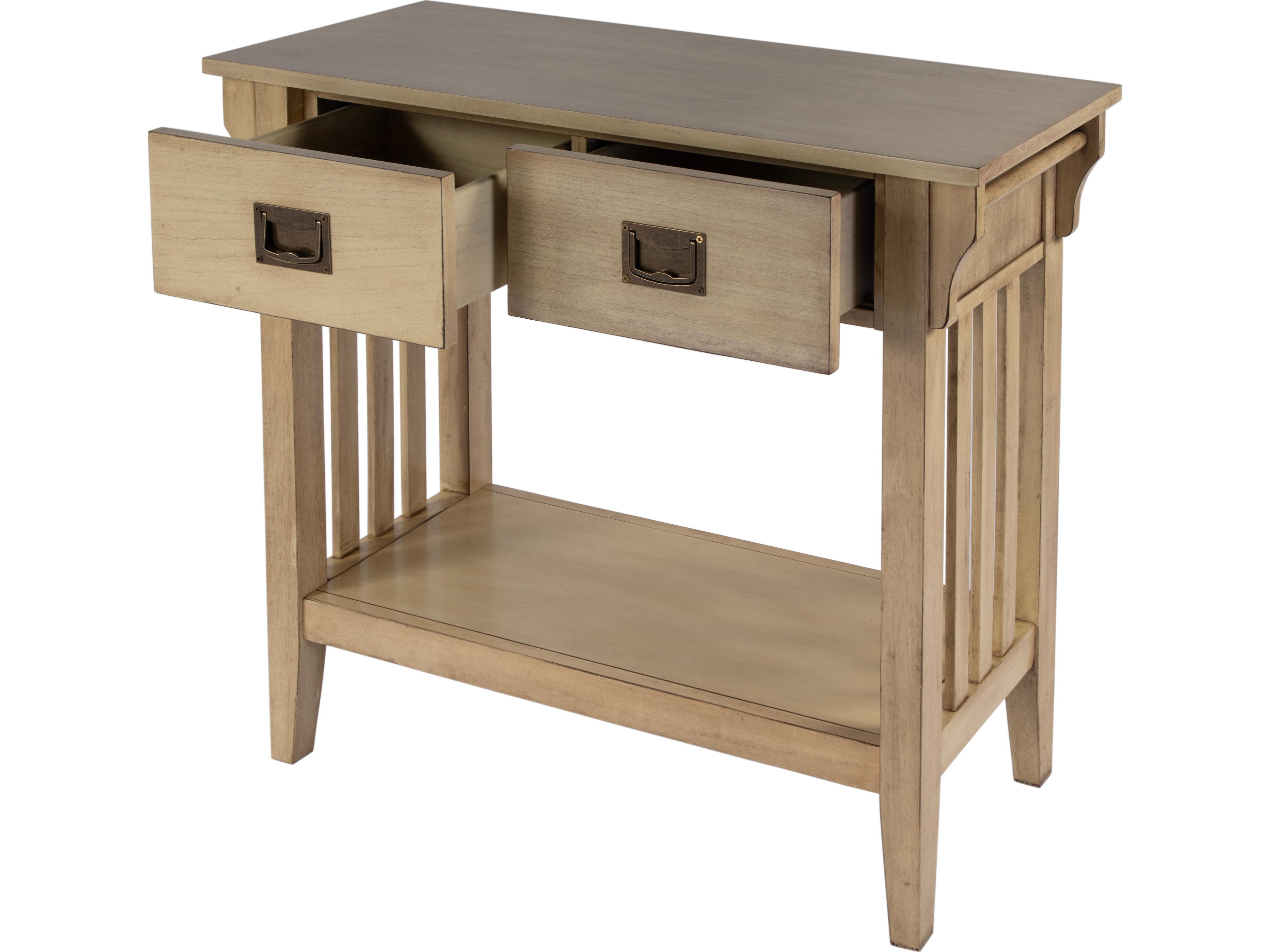 Butler Larina Rectangular Wood Antique Beige Console Table