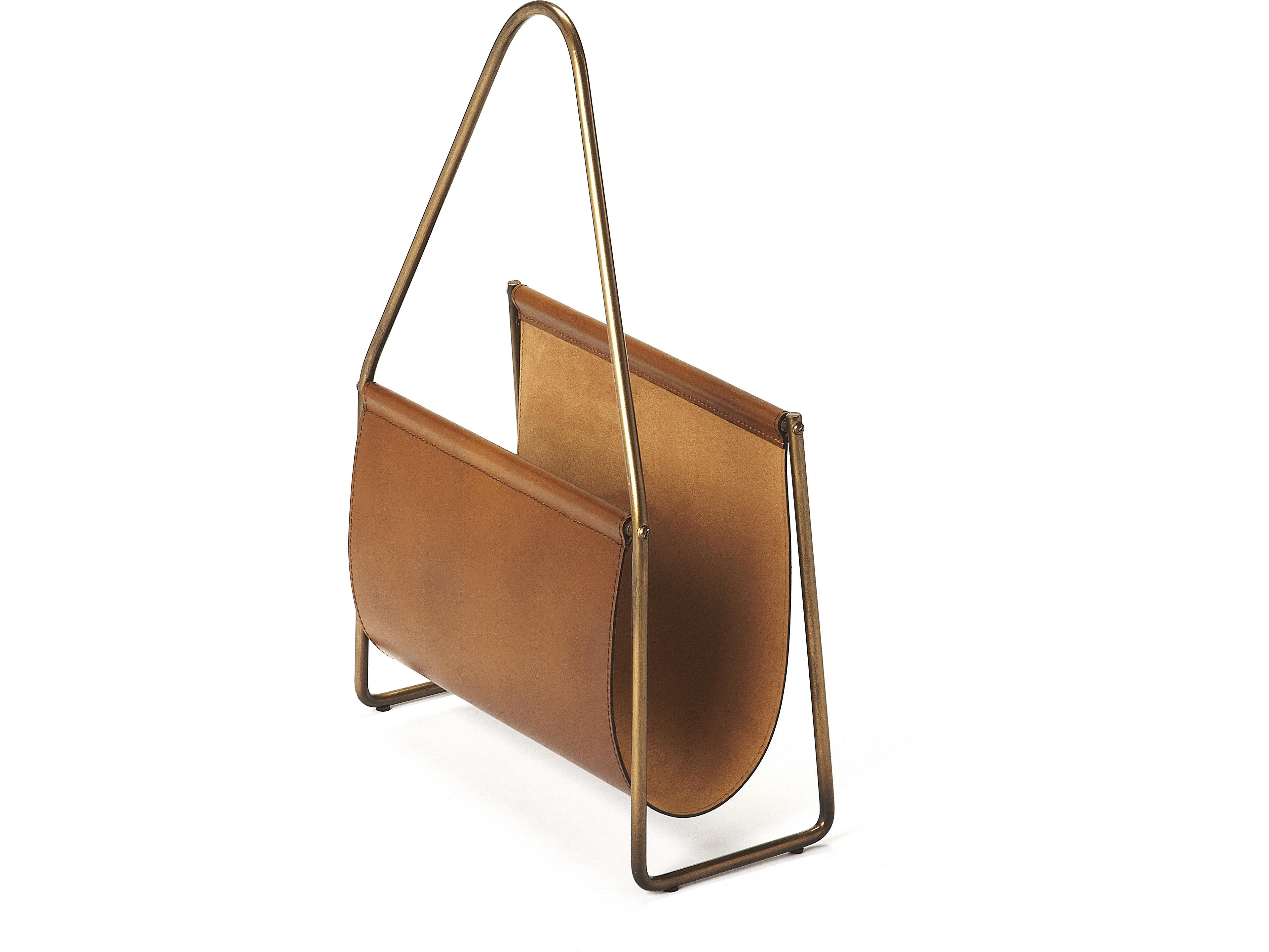 Butler Rupert Brown Leather Magazine Basket