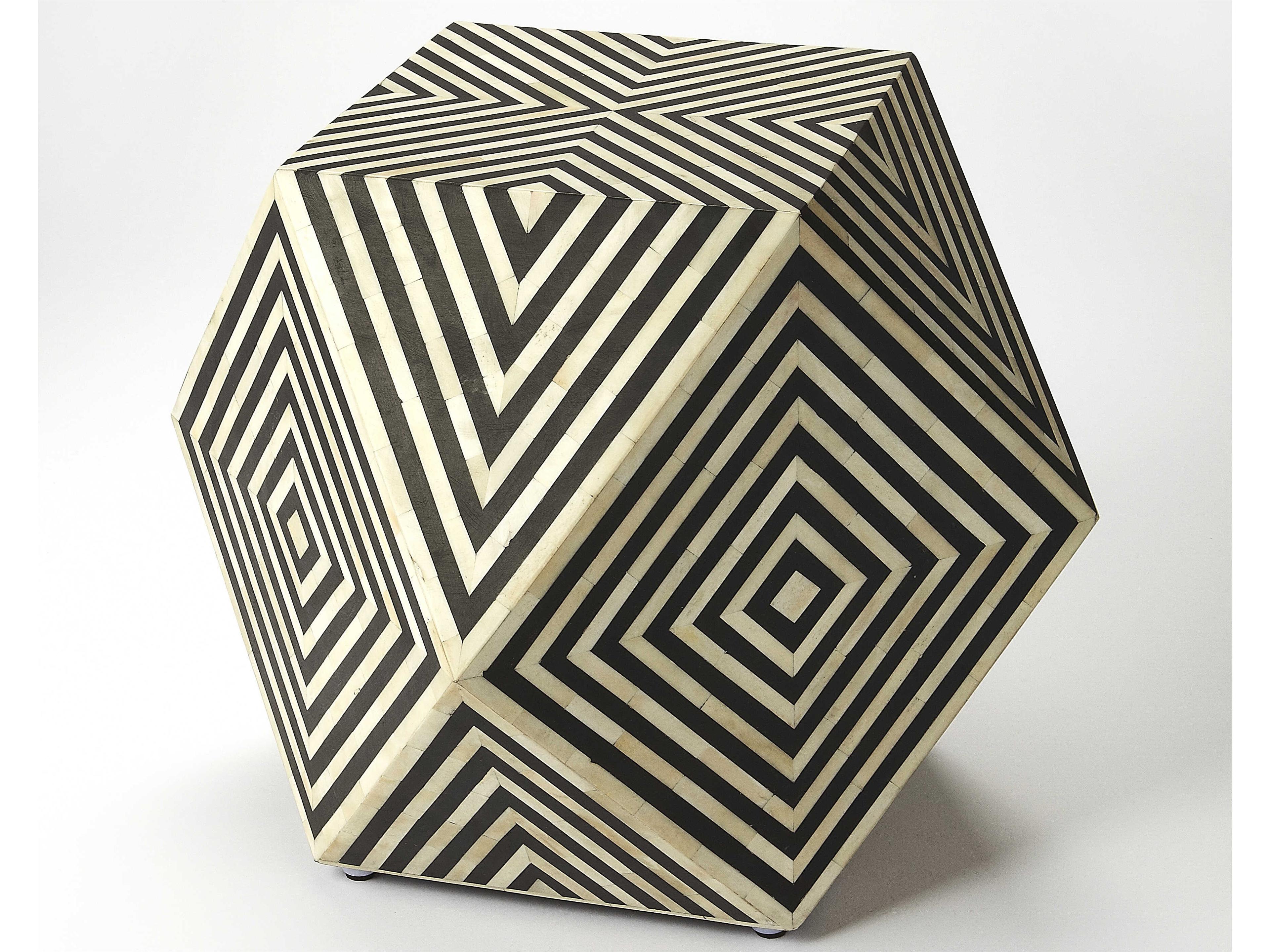 Zanzibar Square Wood Black Bone Inlay End Table