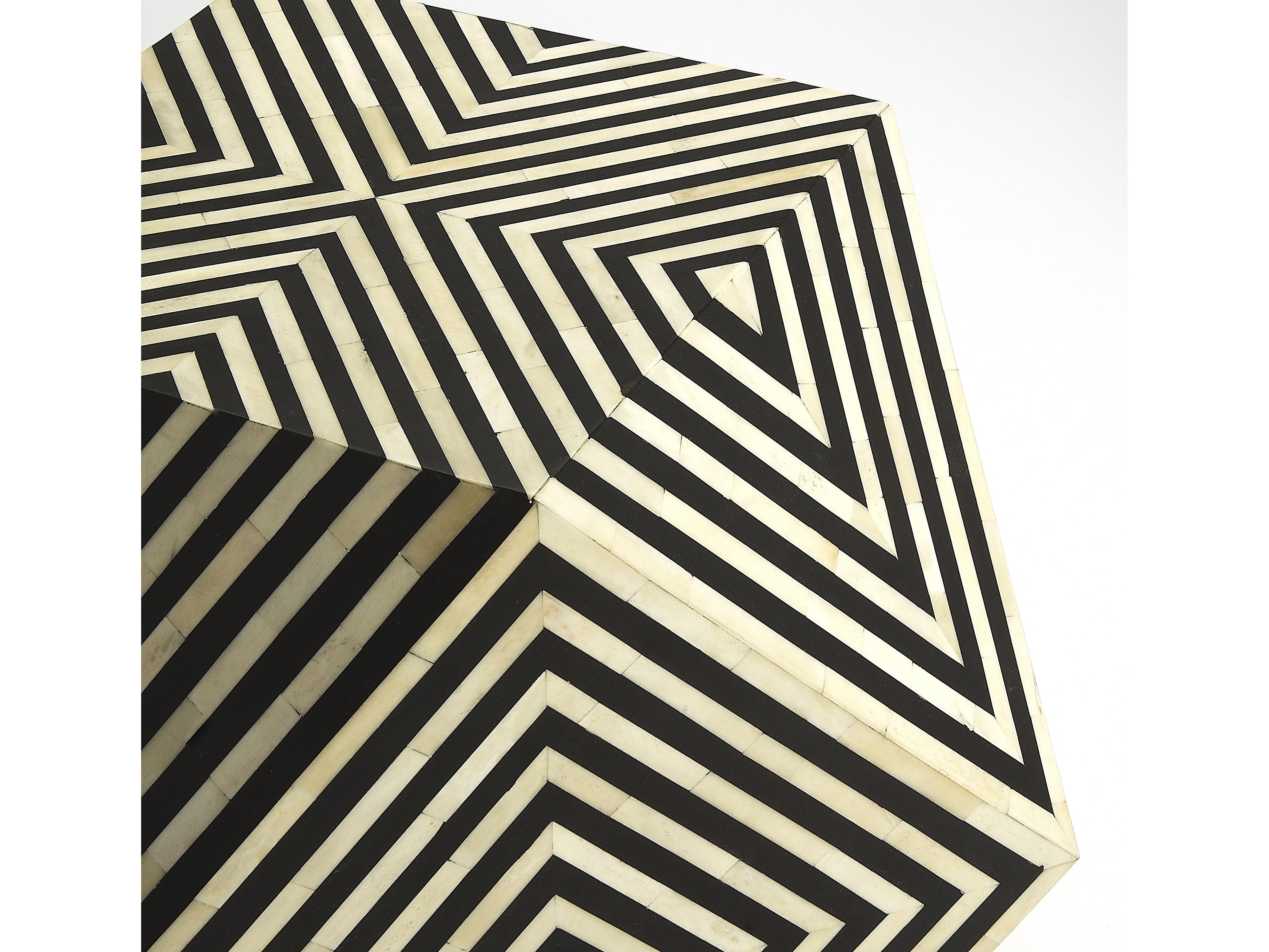 Butler Zanzibar Square Wood Black Bone Inlay End Table