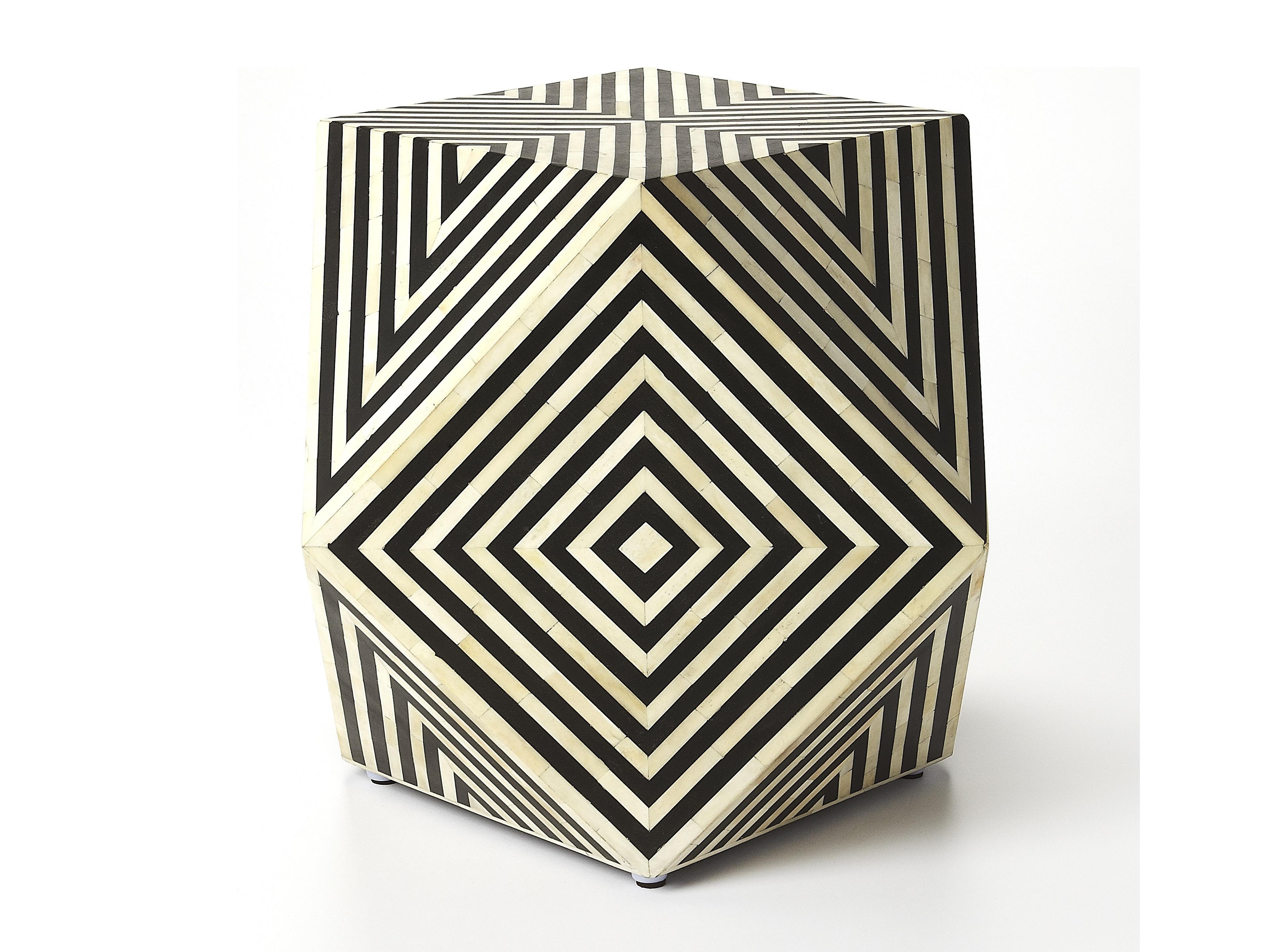 Butler Zanzibar Square Wood Black Bone Inlay End Table