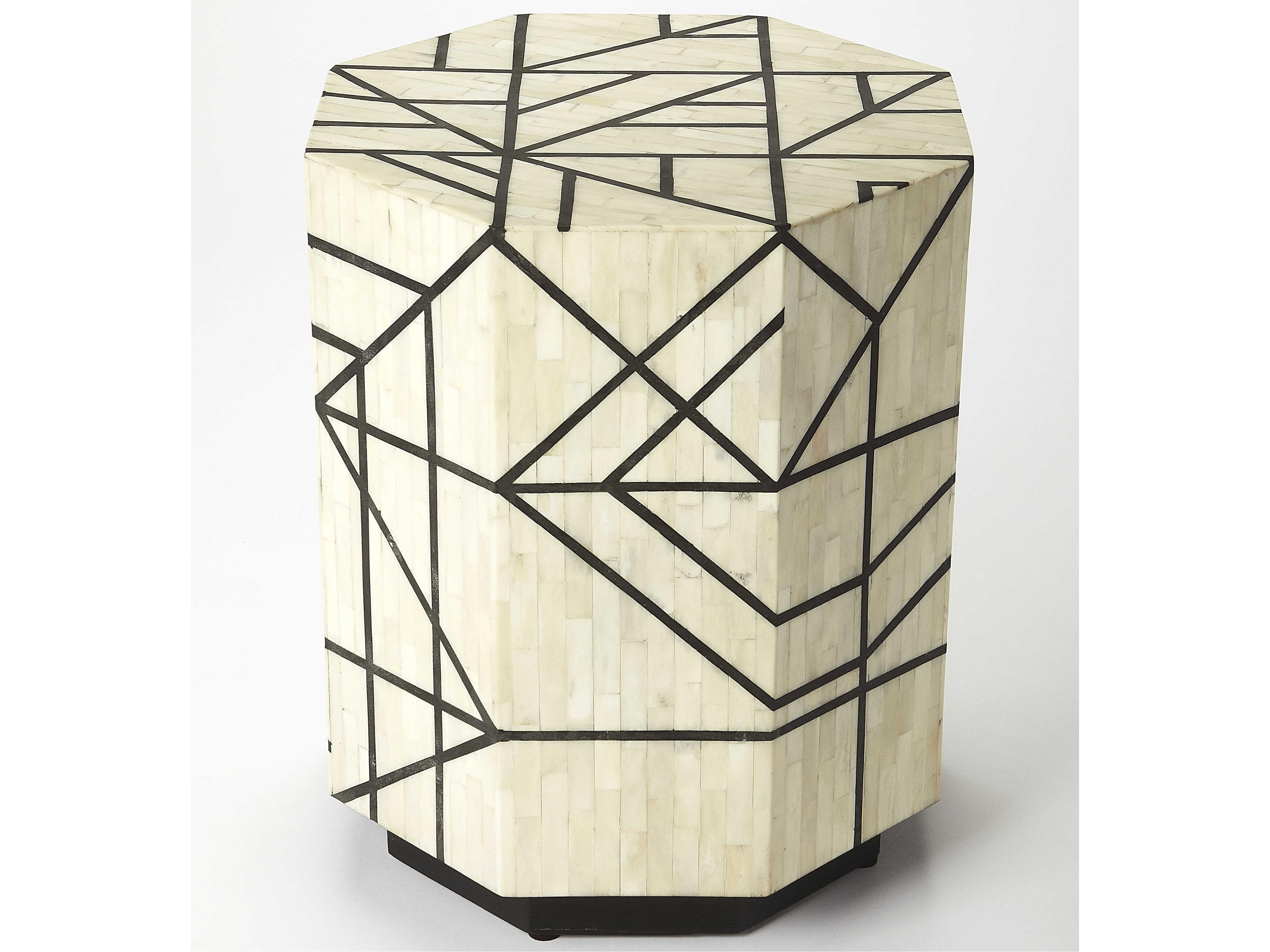 Greta Octagon Black Bone Inlay End Table