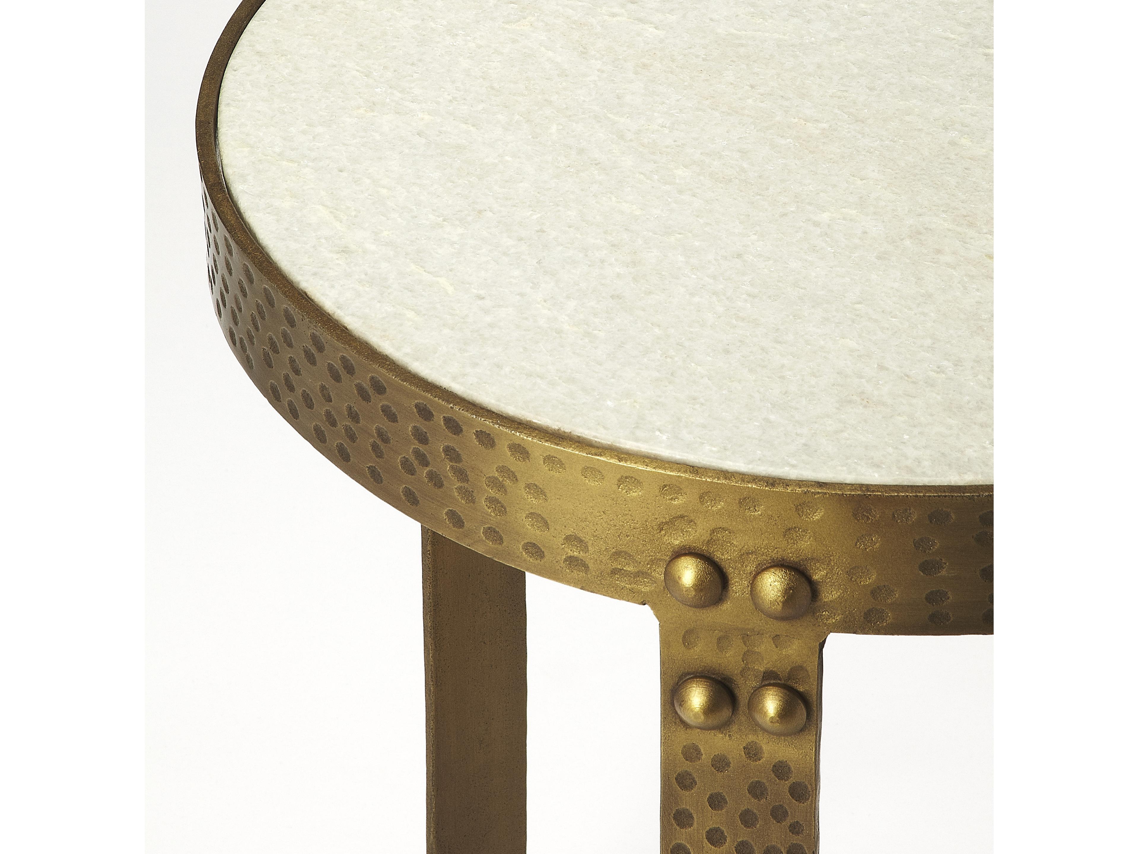 Butler Elton Round Marble And Metal End Table