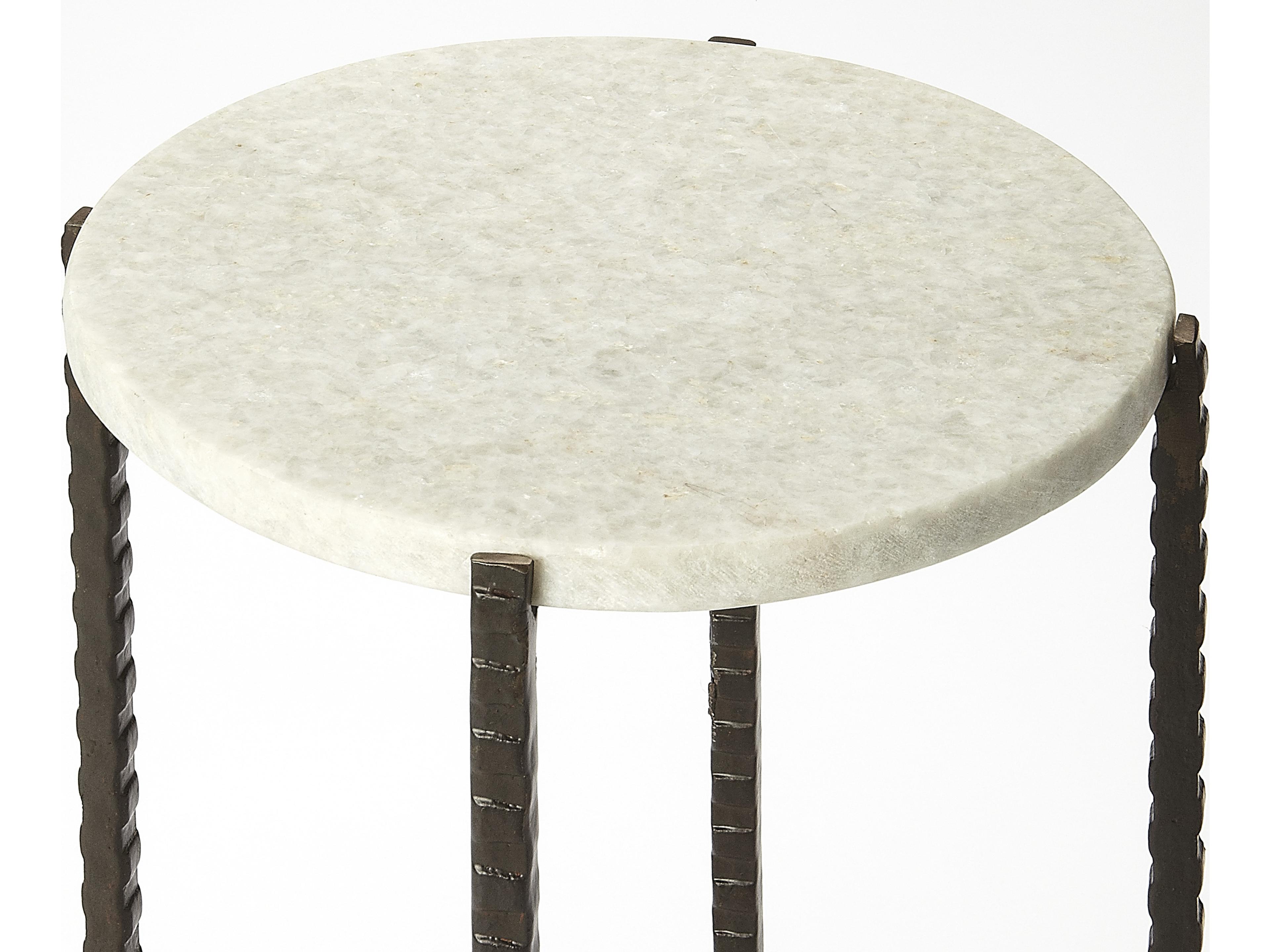 Butler Nigella Round Marble And Metal End Table
