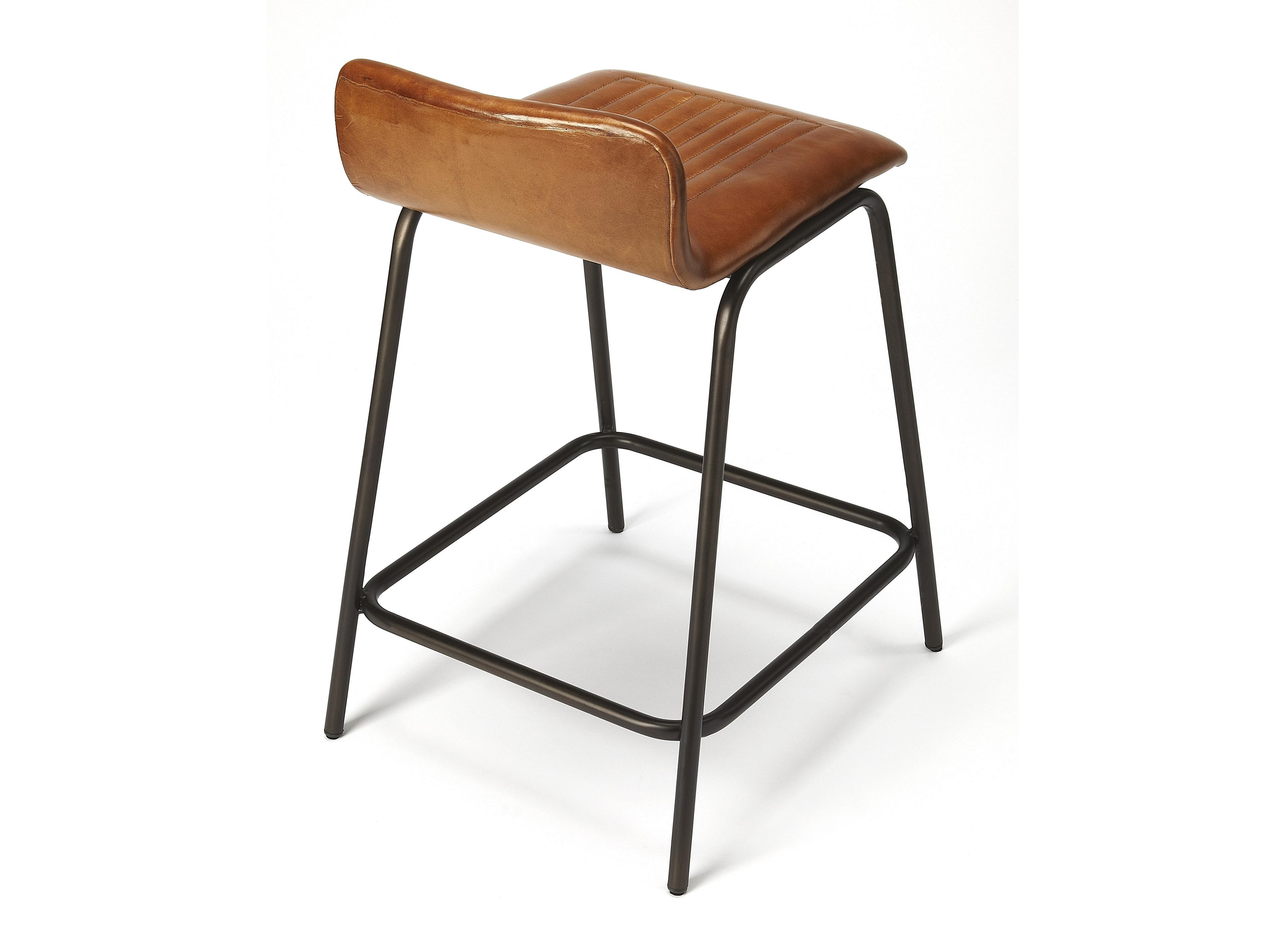 Butler Ludlow Brown Leather Counter Stool