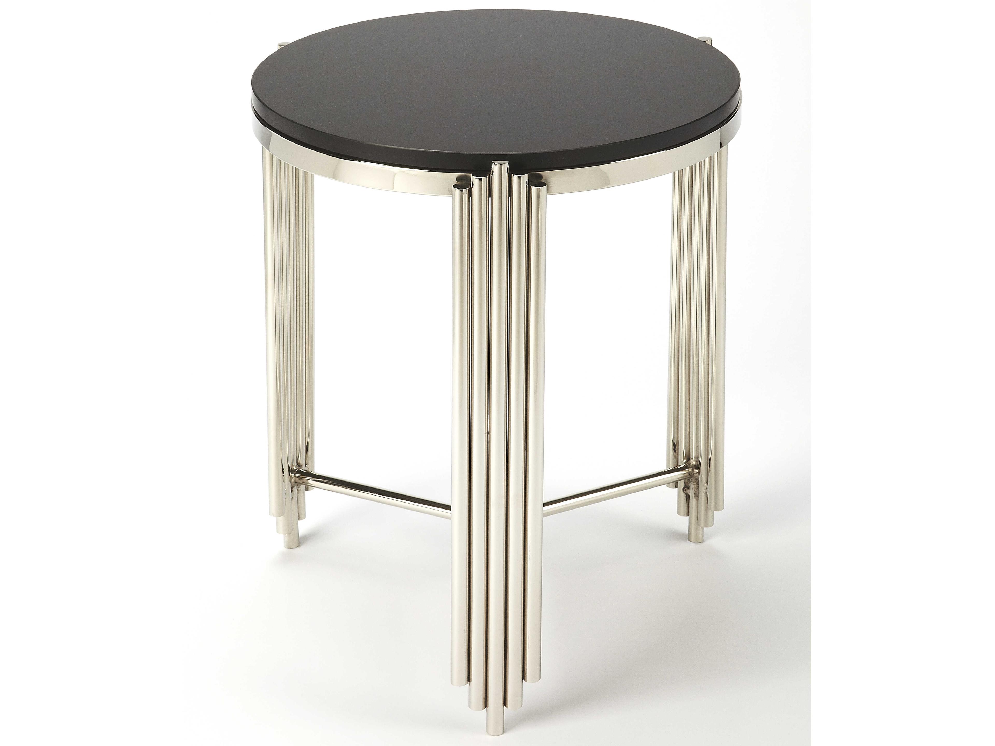 Khalifa Round Granite Metalworks End Table