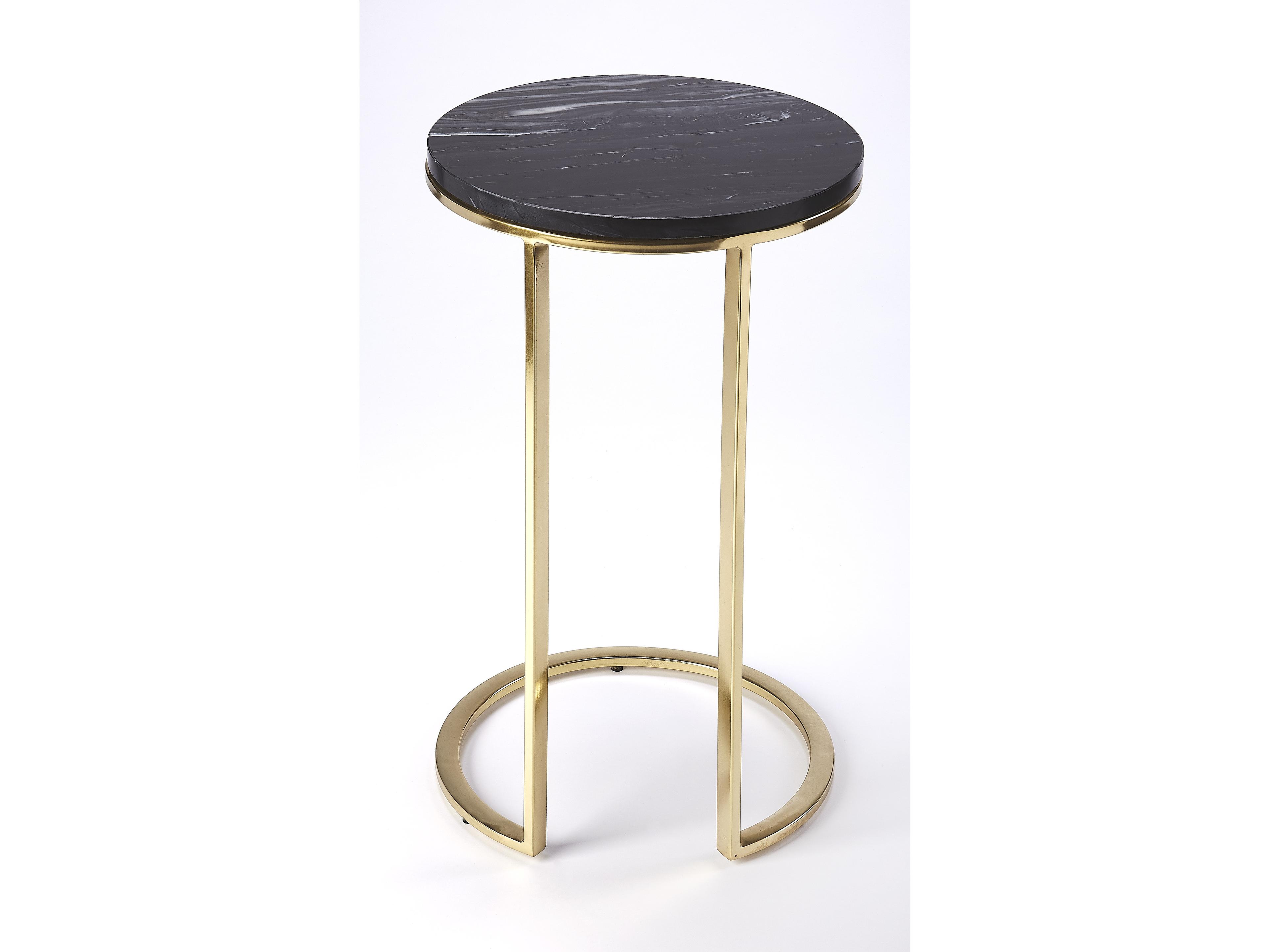Butler Martel Round Marble Polished Gold End Table