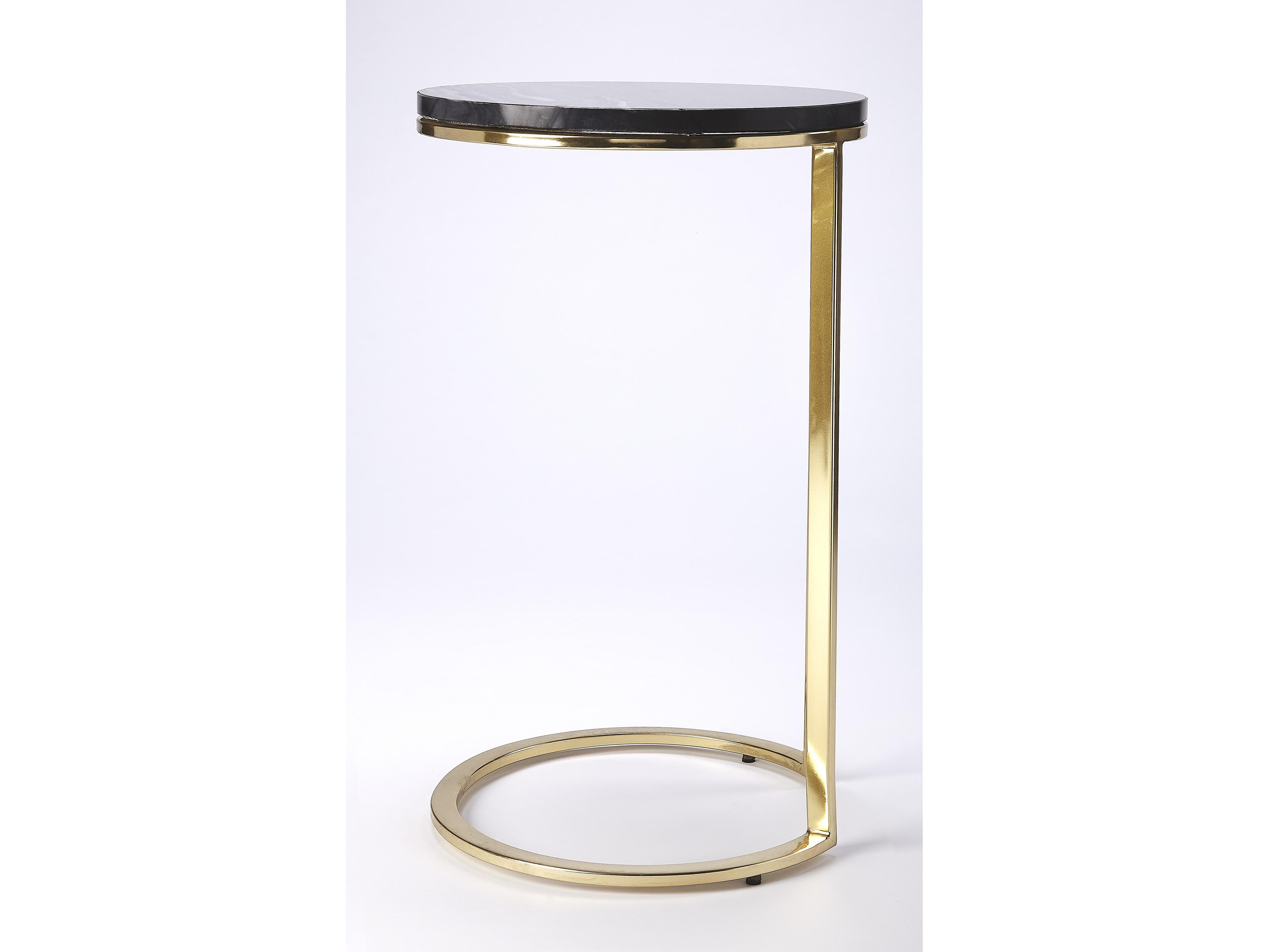 Butler Martel Round Marble Polished Gold End Table