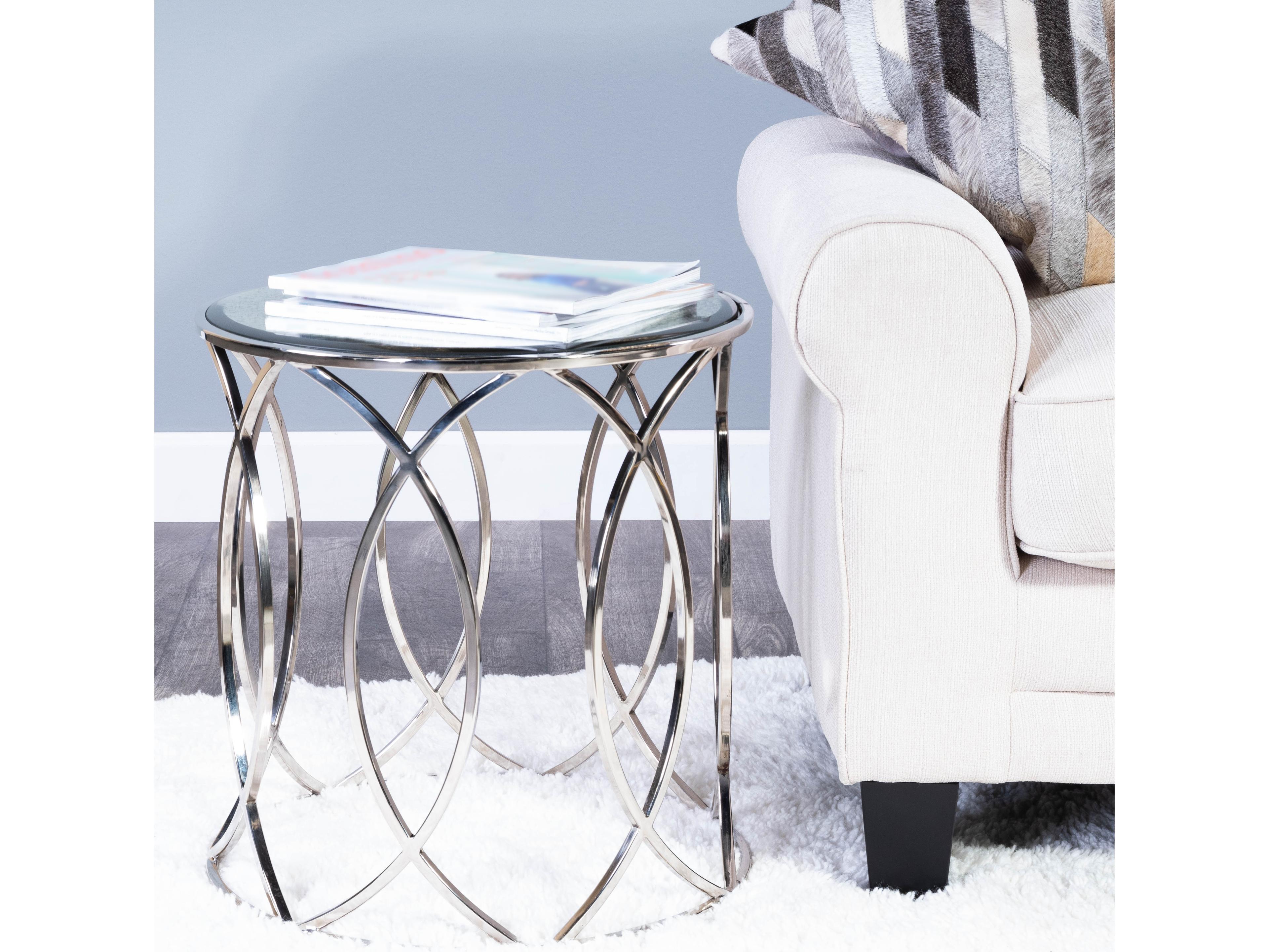 Butler Desiree Round Mirror Metalworks End Table
