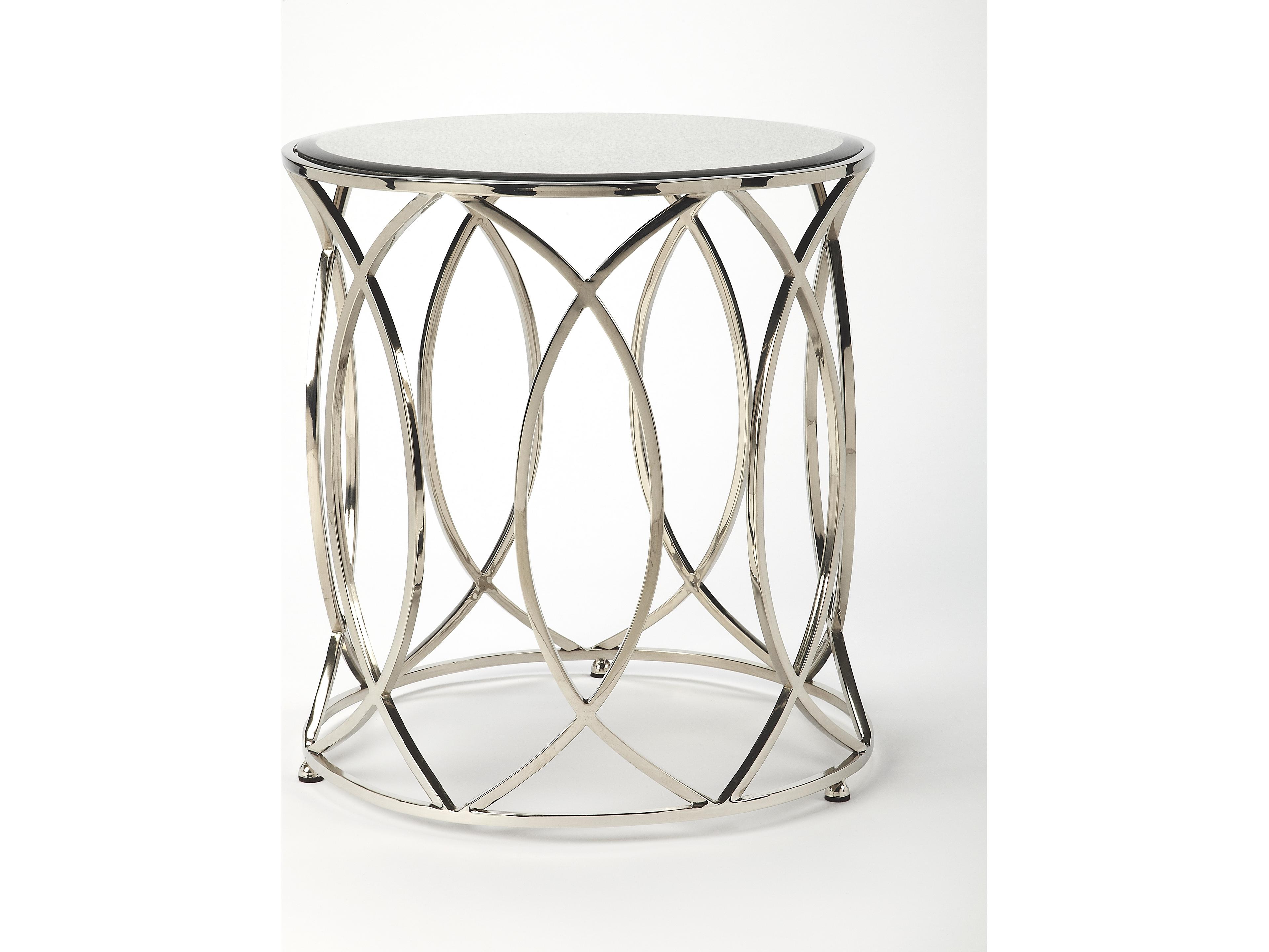 Butler Desiree Round Mirror Metalworks End Table