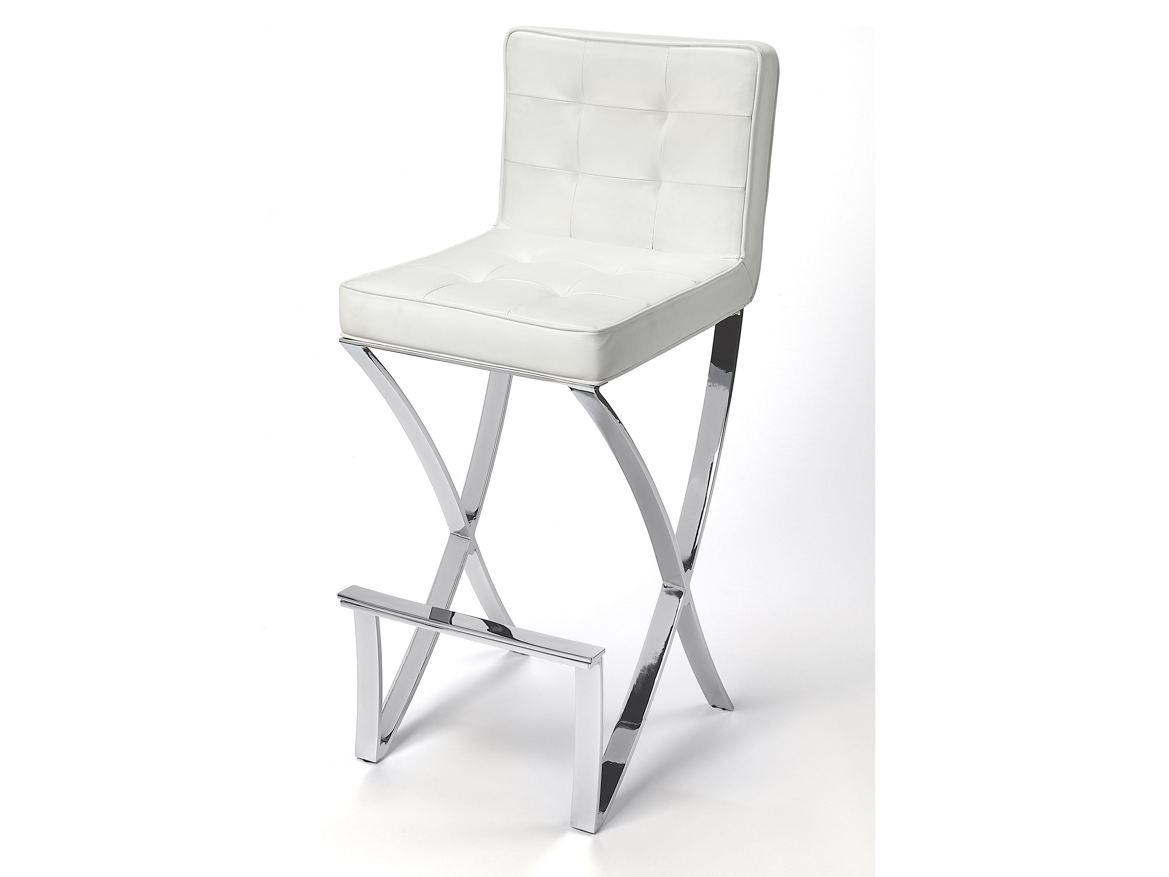 Darcy White Leather Faux Bar Stool