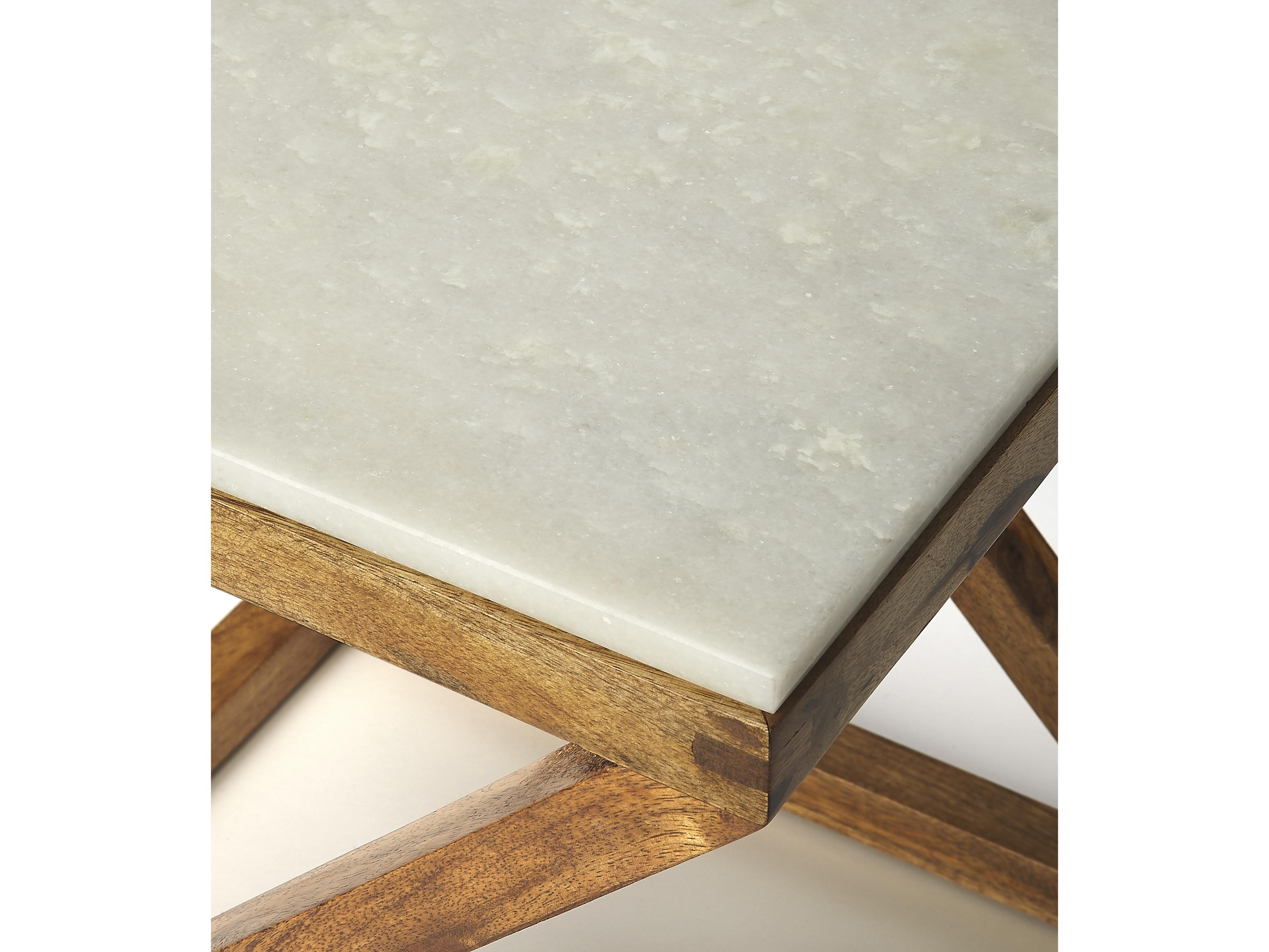 Butler Braylon Square Marble Natural Mango End Table