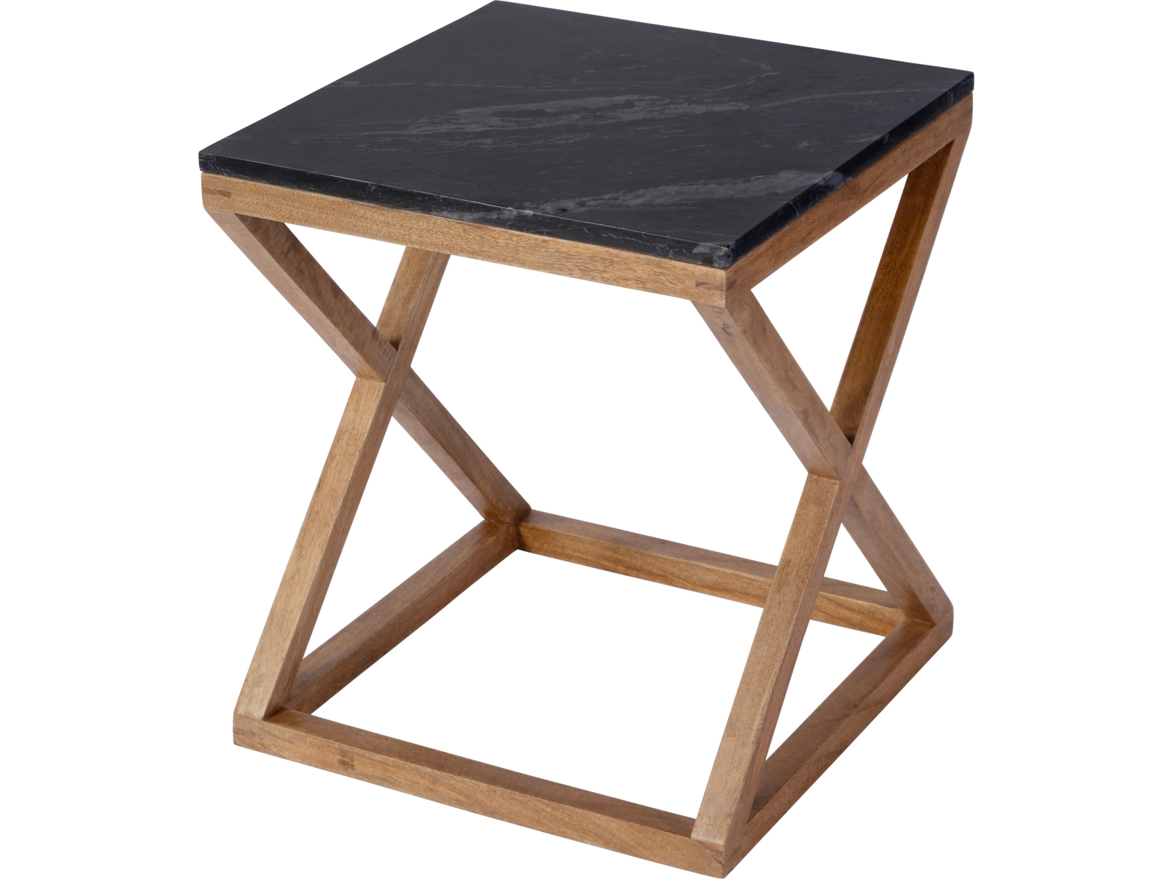 Braylon Square Black Marble End Table