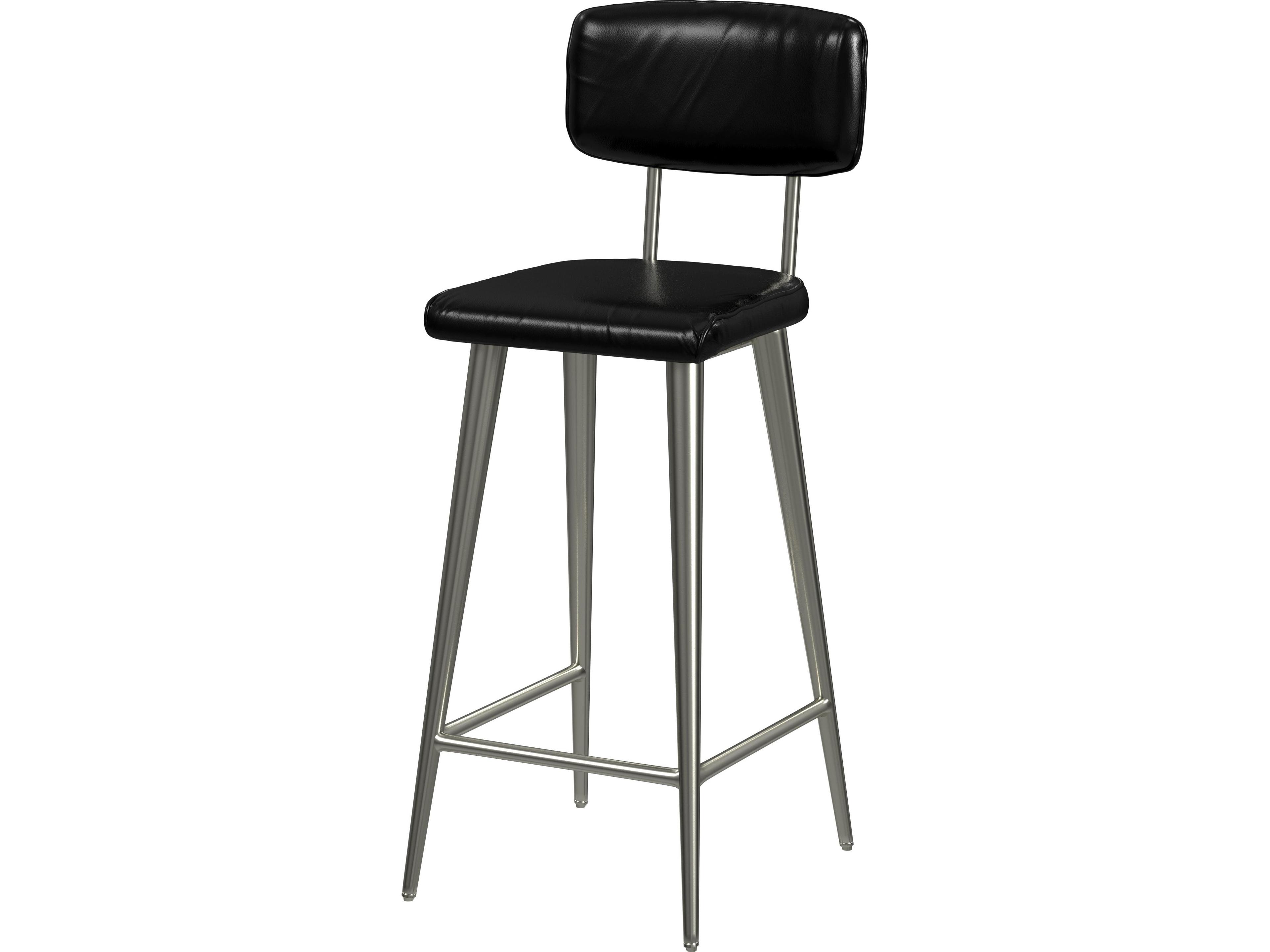 Saddle Black Licorice Leather Counter Stool
