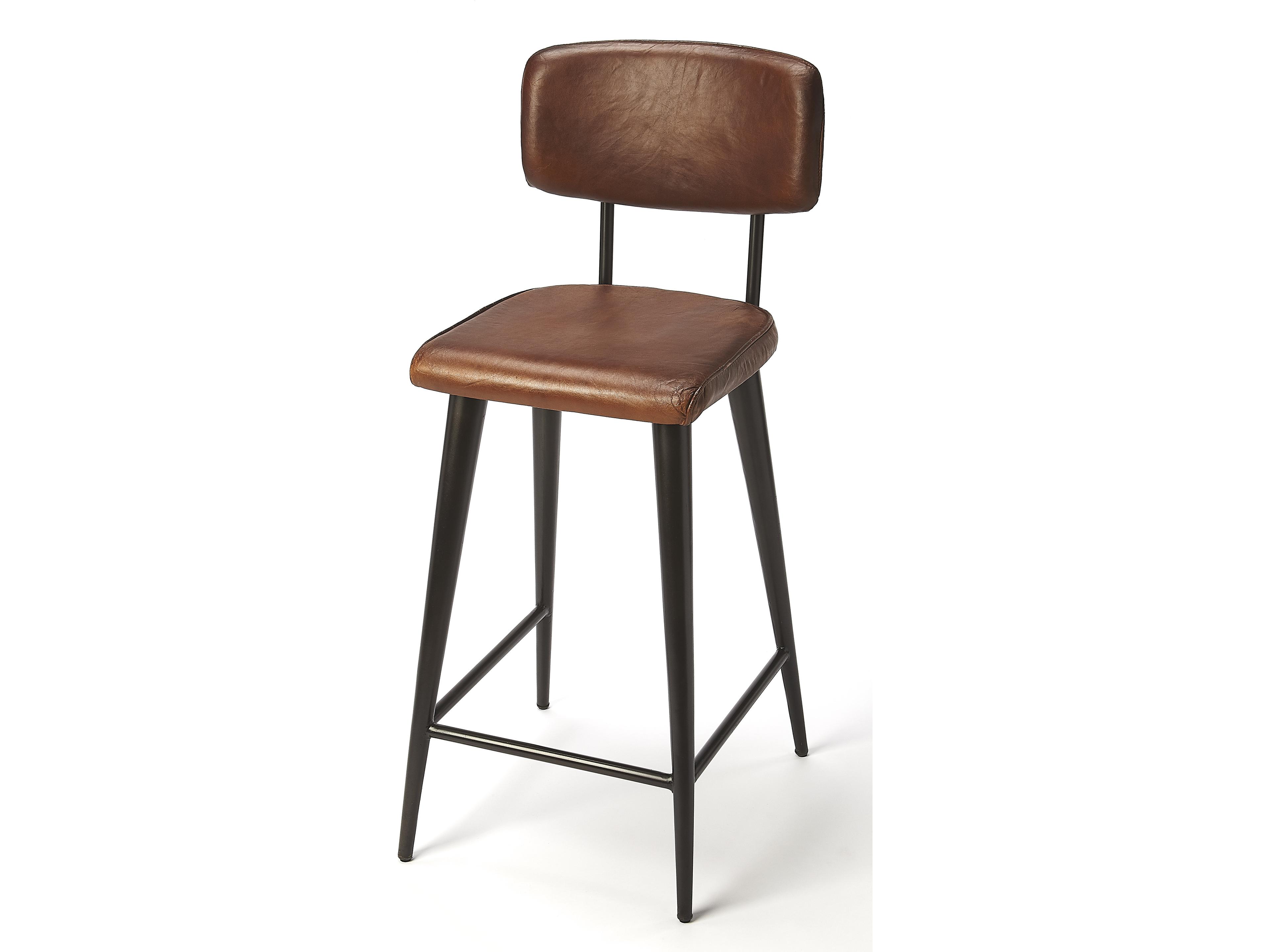Butler Saddle Brown Leather Counter Stool