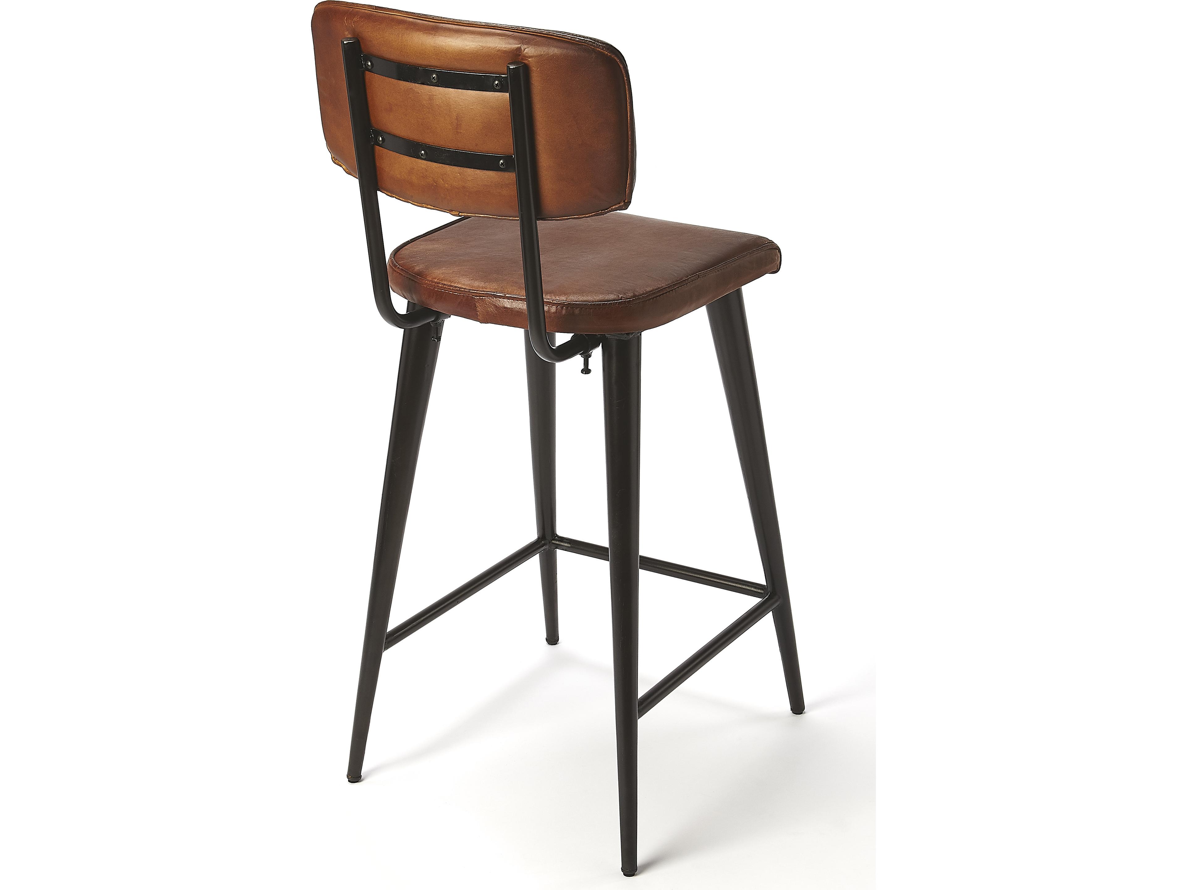 Butler Saddle Brown Leather Counter Stool