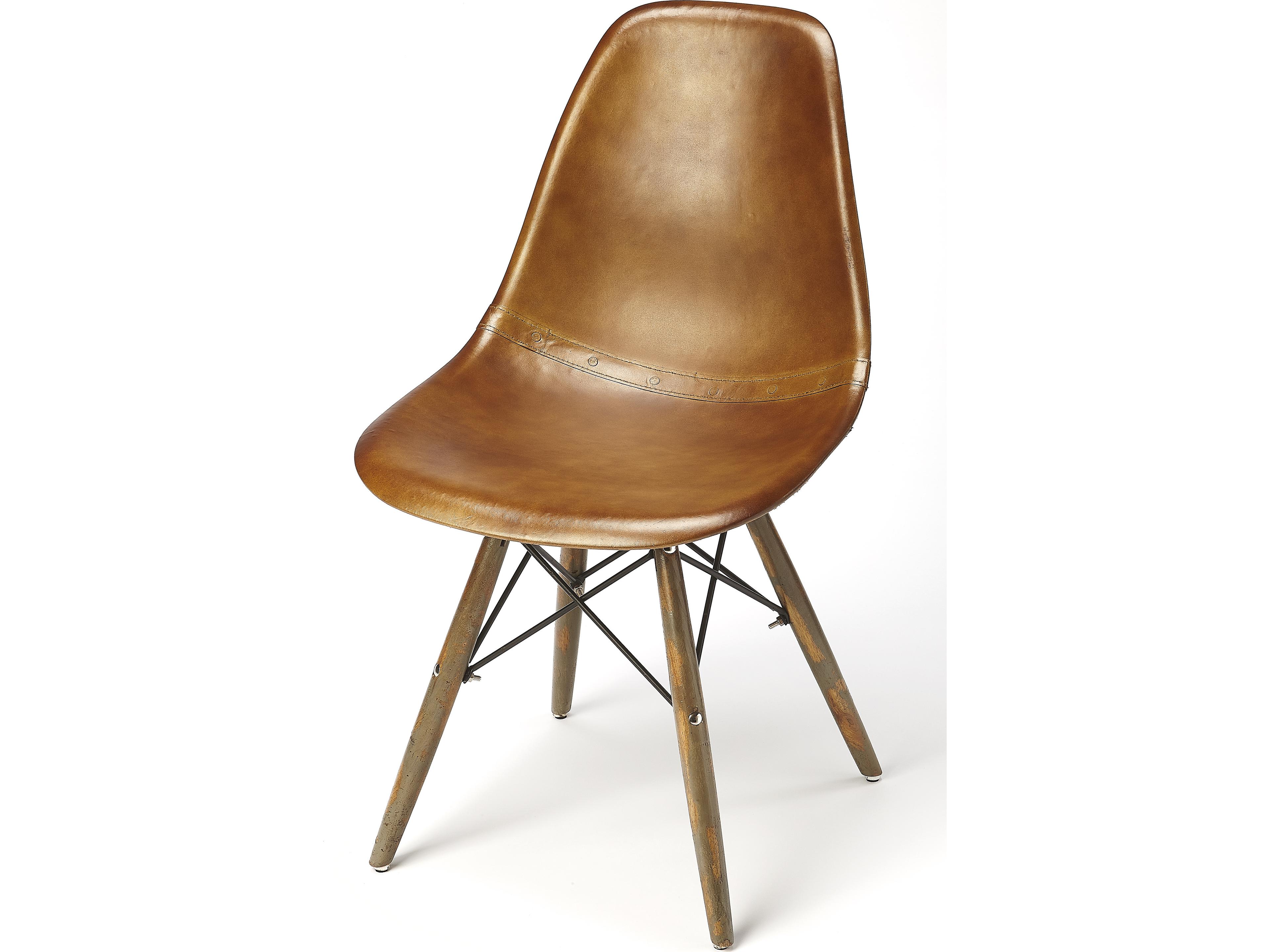 Orson Brown Leather Armless Dining Chair