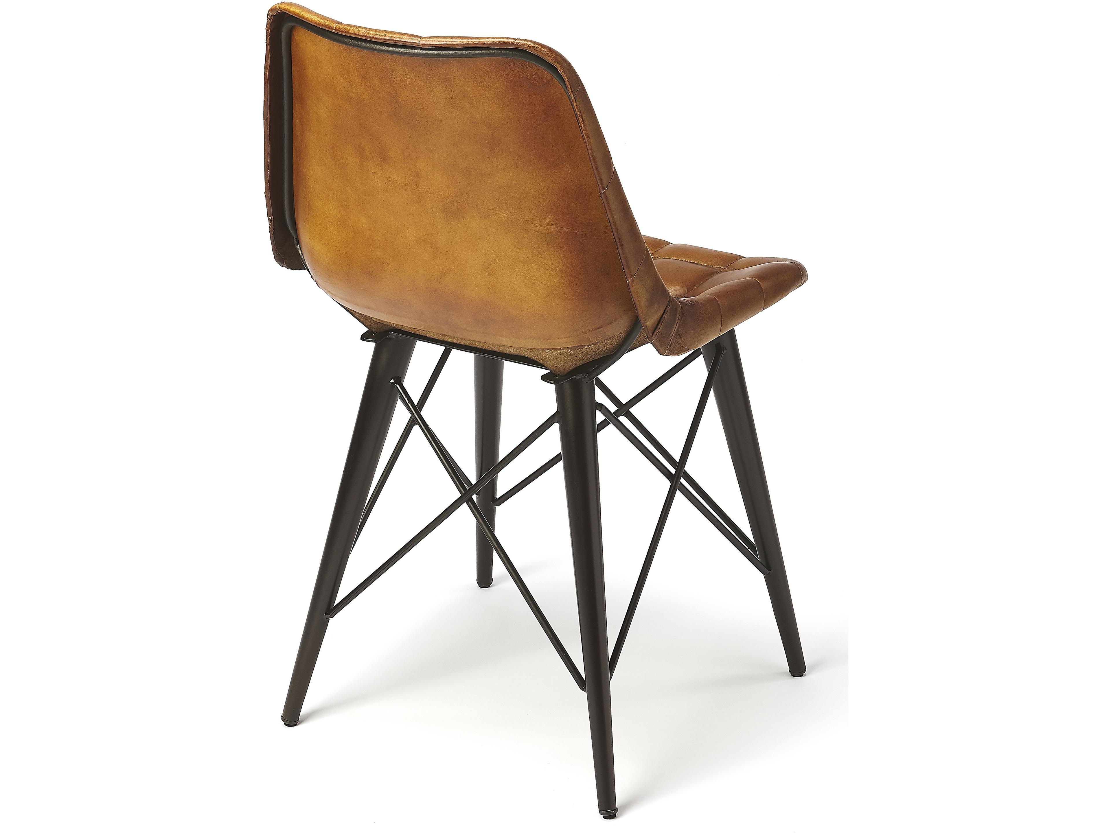 Butler Patty Brown Leather Armless Dining Chair