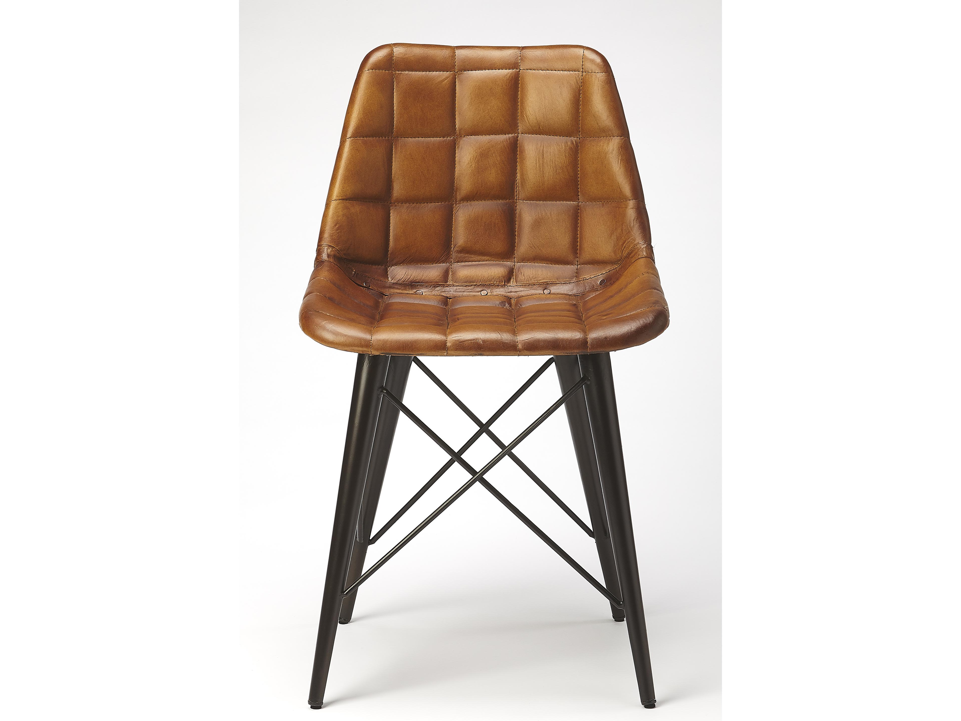 Butler Patty Brown Leather Armless Dining Chair
