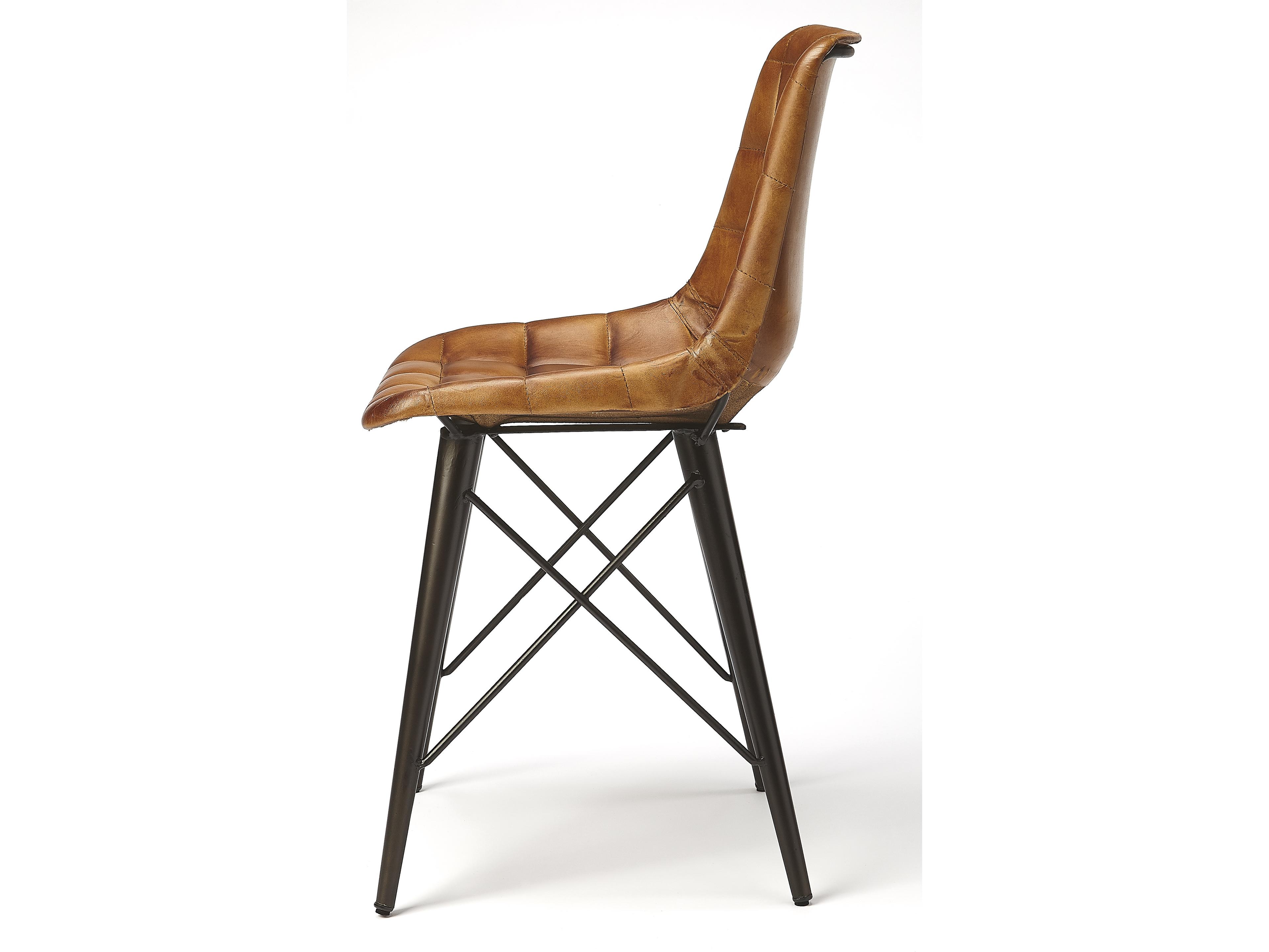 Butler Patty Brown Leather Armless Dining Chair