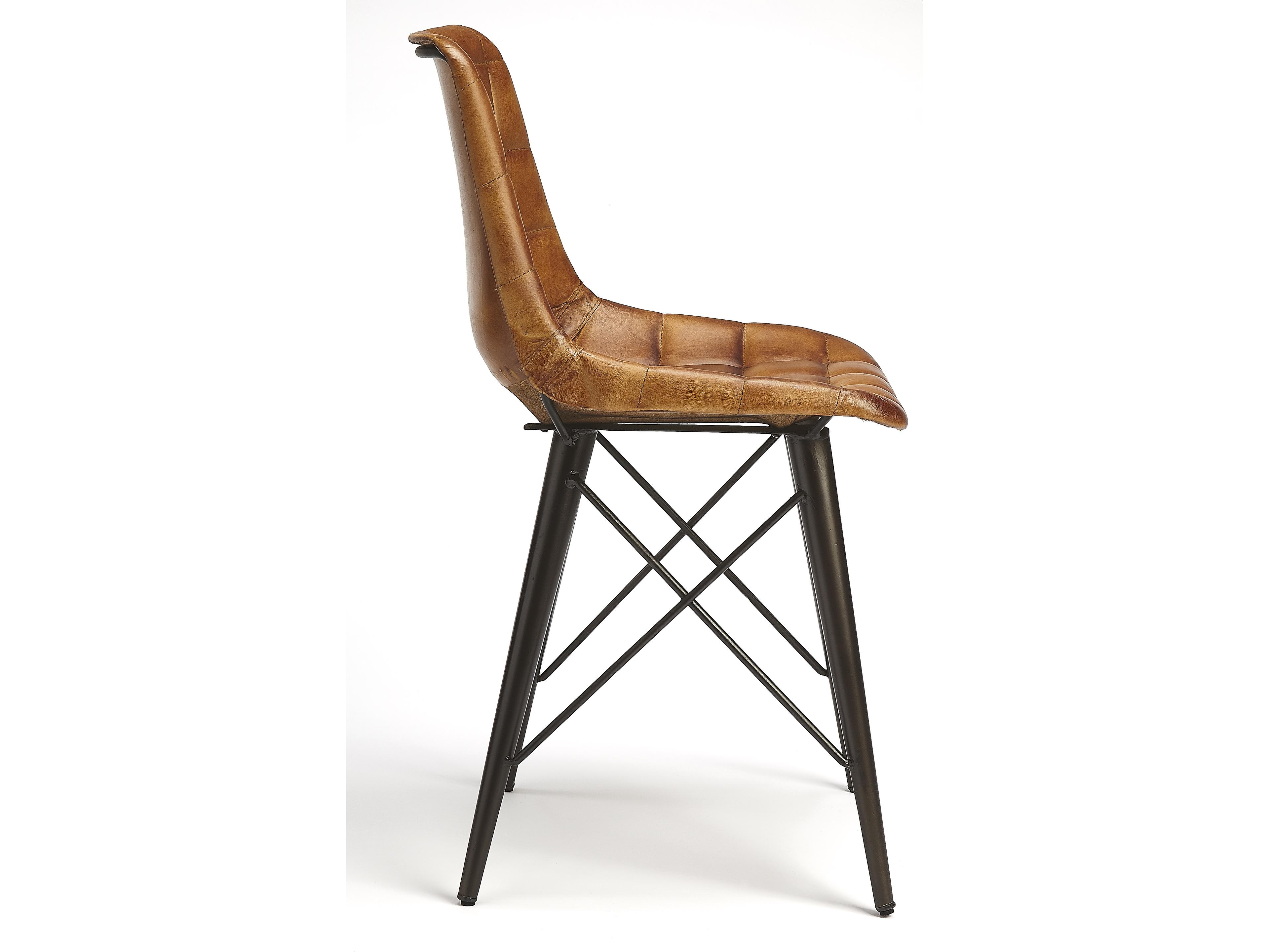 Butler Patty Brown Leather Armless Dining Chair