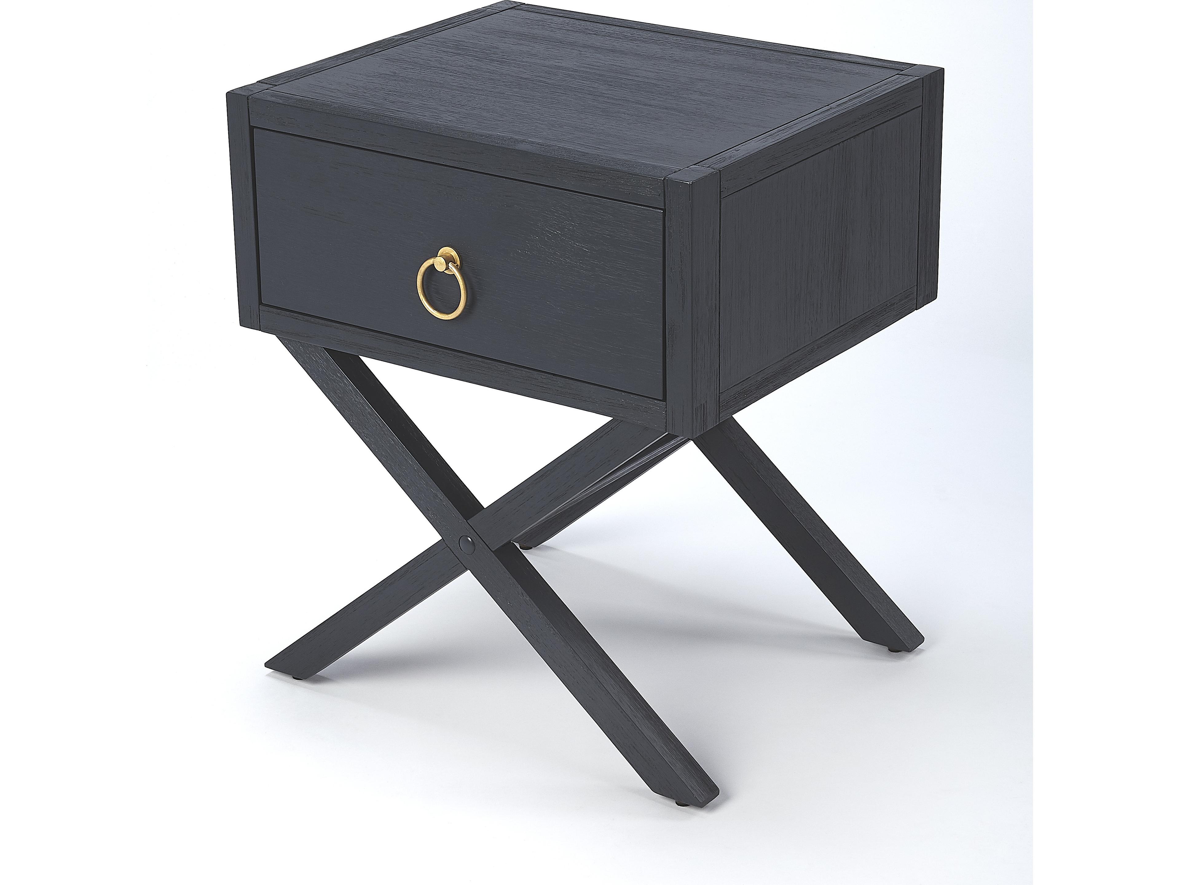 Lark Rectangular Wood Navy Blue End Table