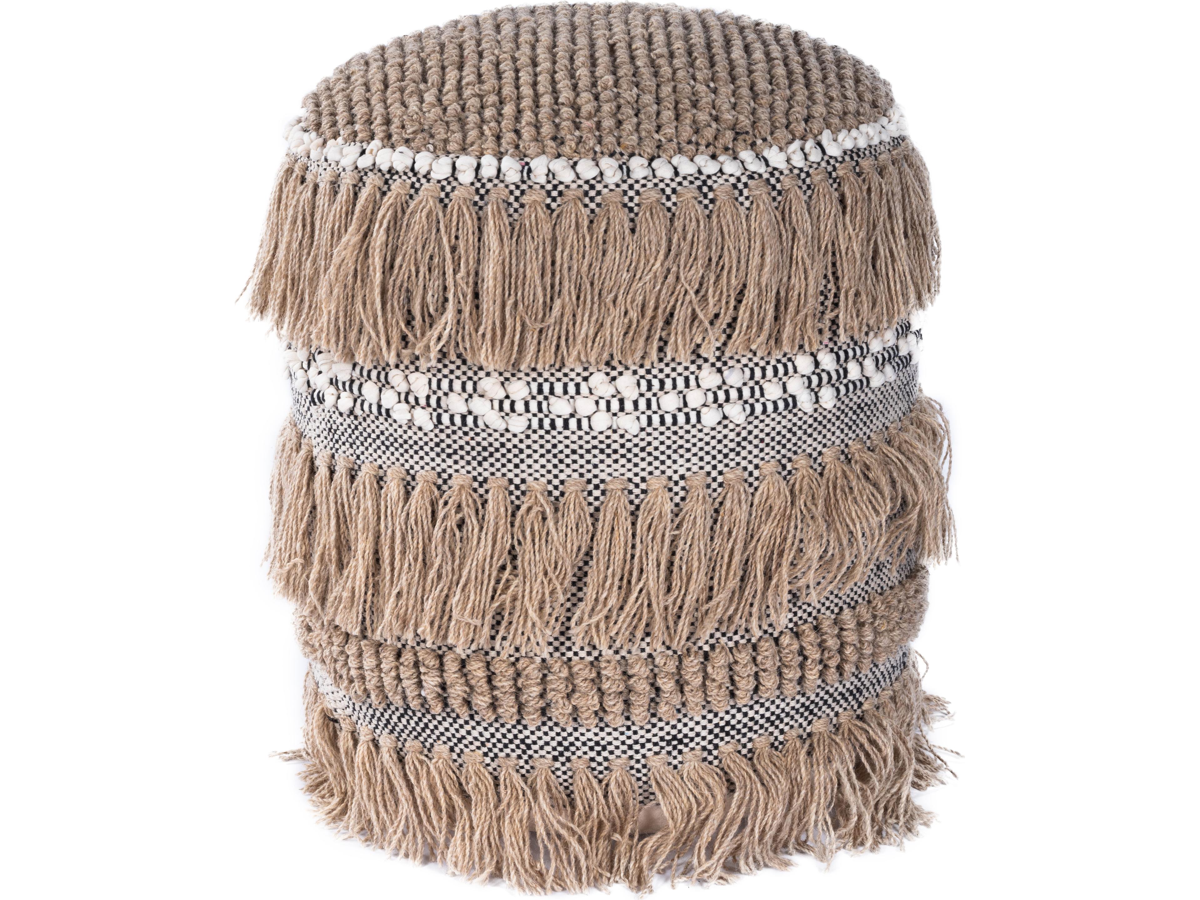 Zoey Beige Upholstered Pouf