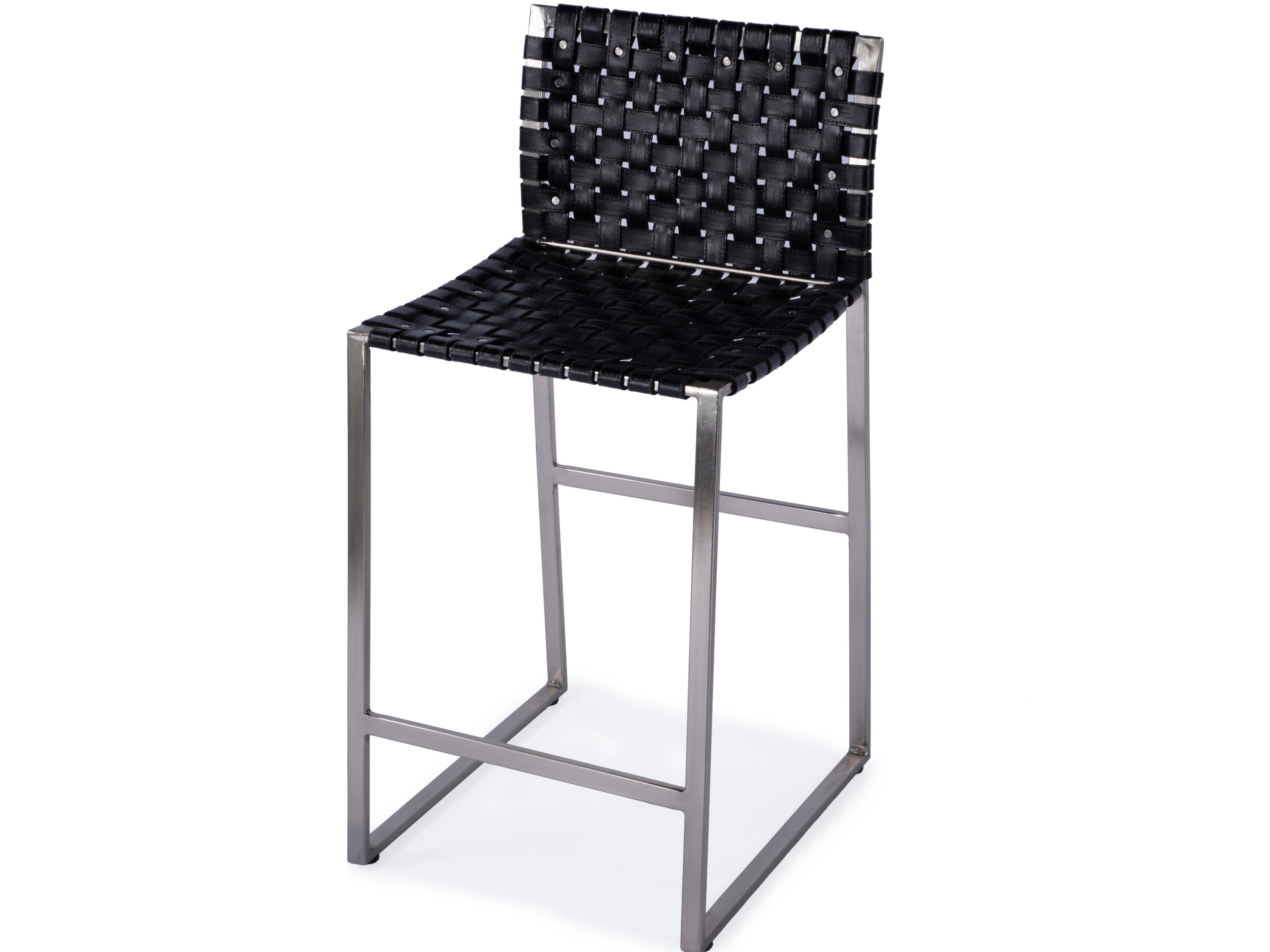 Urban Black Leather Counter Stool