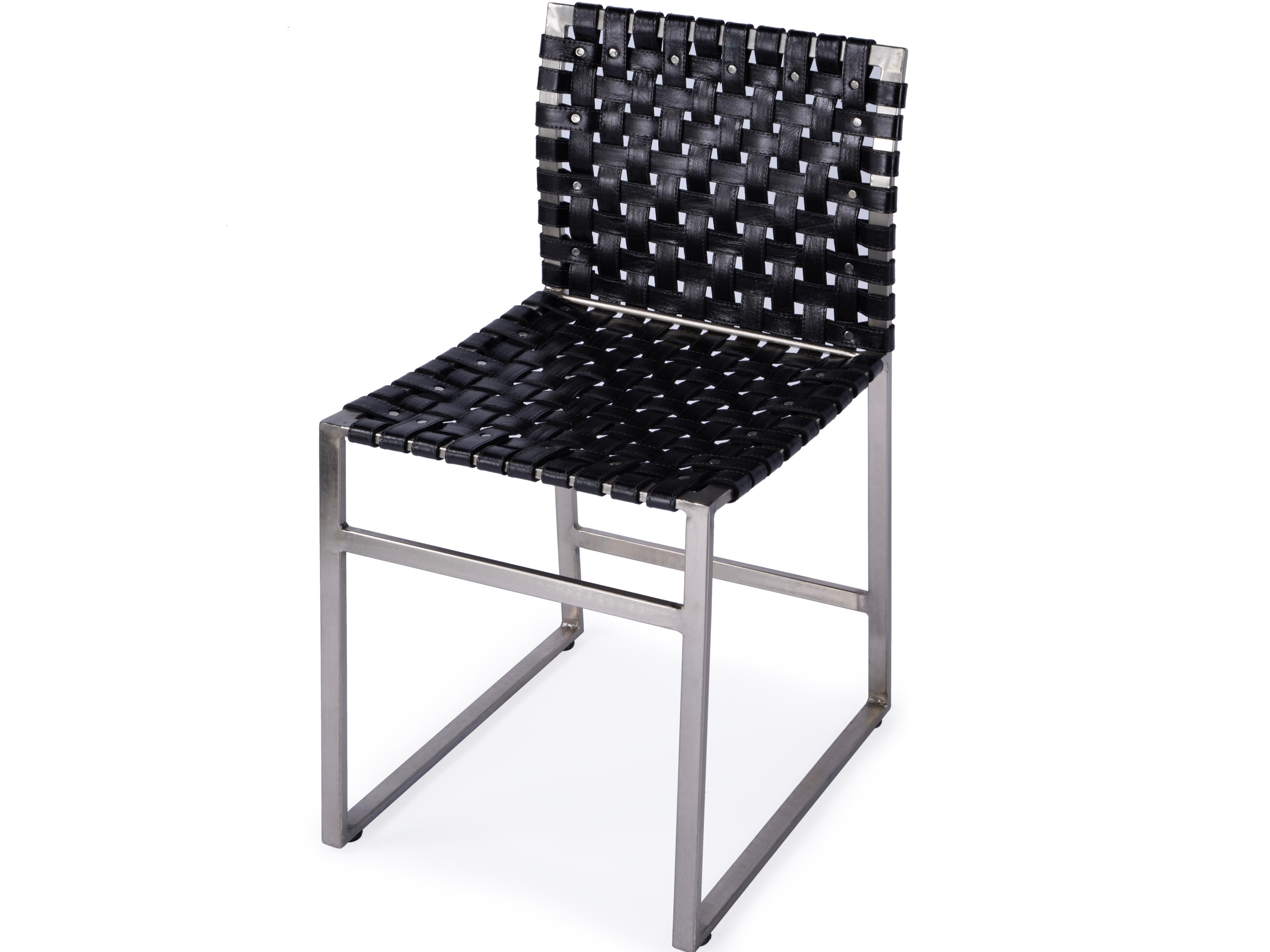 Urban Black Leather Armless Dining Chair