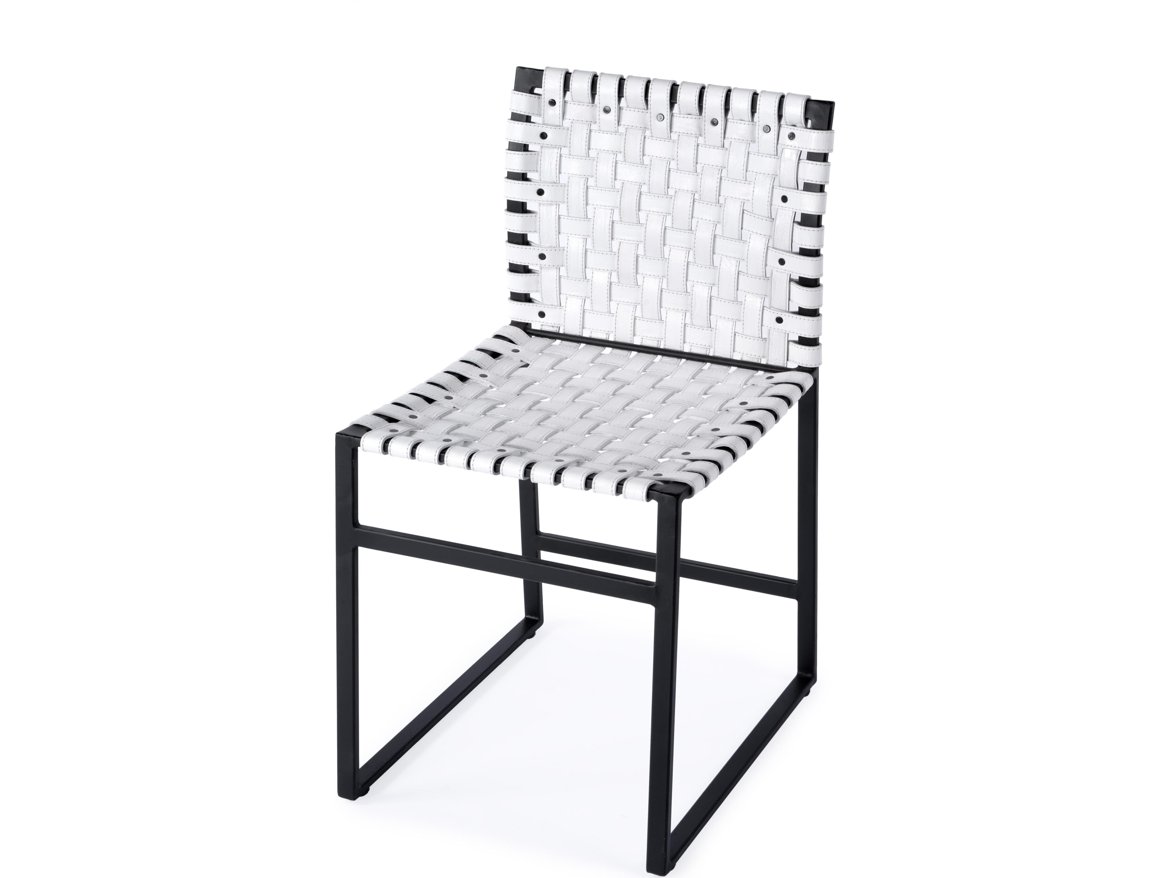 Urban White Leather Armless Dining Chair